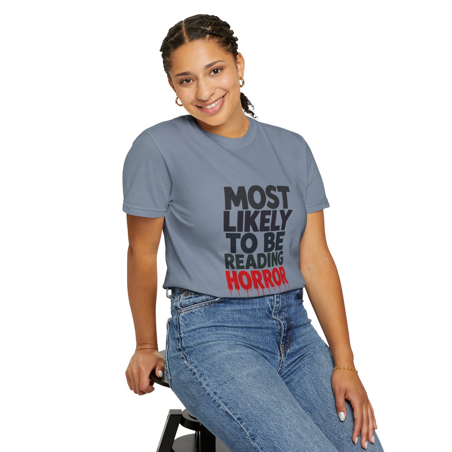 Horror Reader T-Shirt — "Most Likely to Be Reading Horror" Graphic Tee