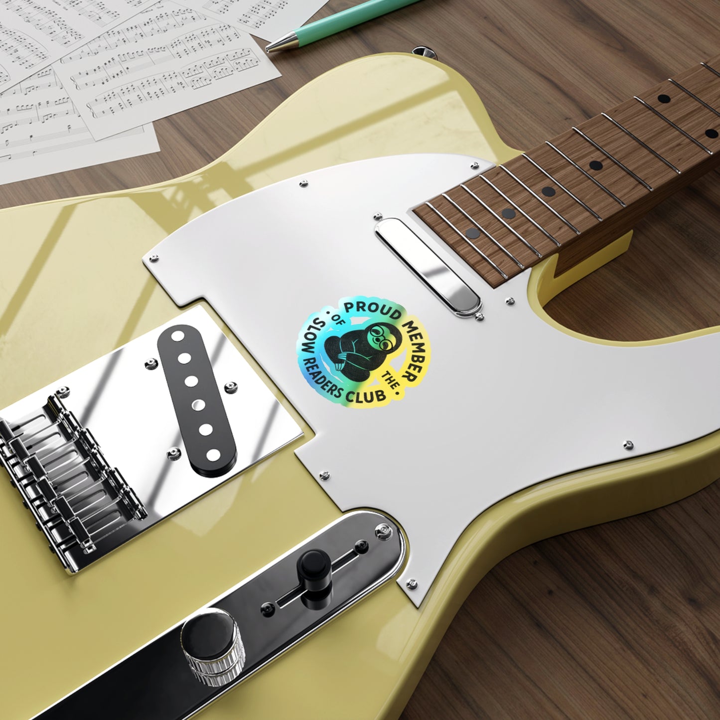 Holographic Die-Cut Sticker — "Proud Member of the Slow Readers Club" Sloth Design