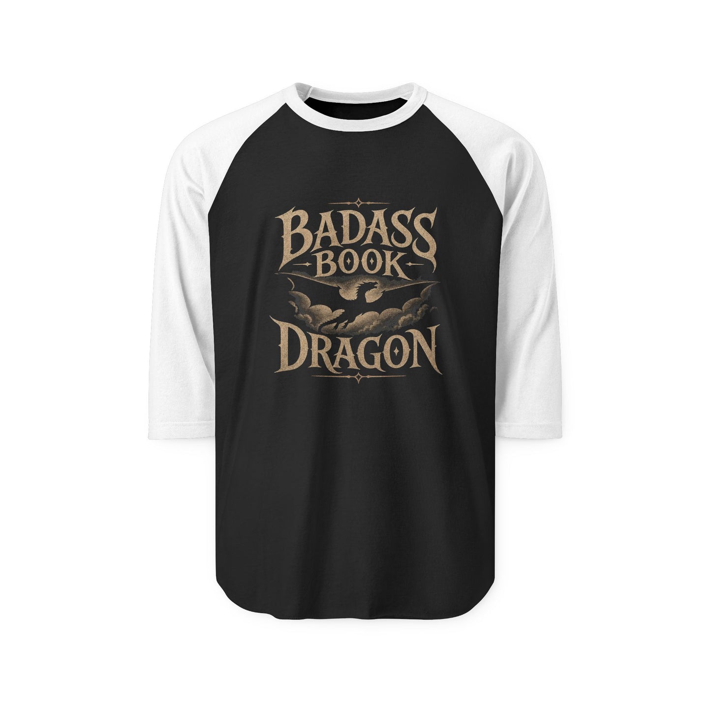 "Badass Book Dragon" Raglan Shirt — 3/4 Sleeve Reading Tee