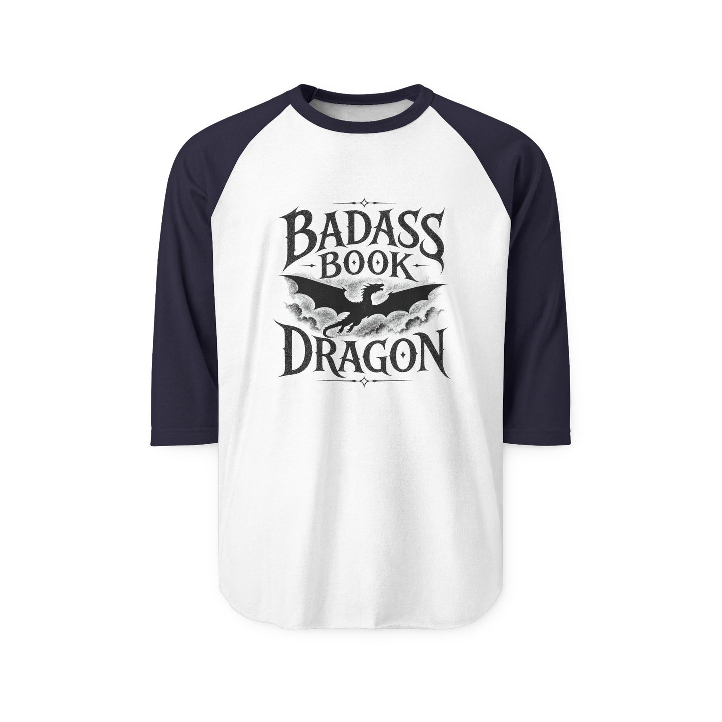 "Badass Book Dragon" Raglan Shirt — 3/4 Sleeve Reading Tee