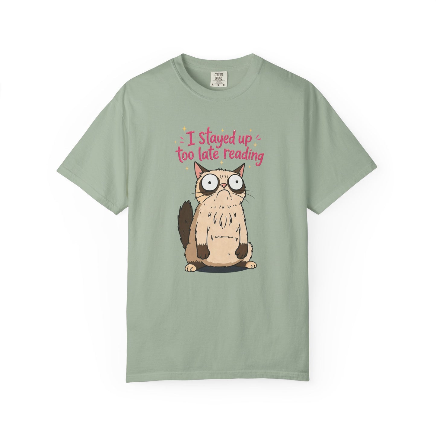 "I Stayed Up Too Late Reading" Cat T-Shirt — Cute Book Lover Graphic Tee