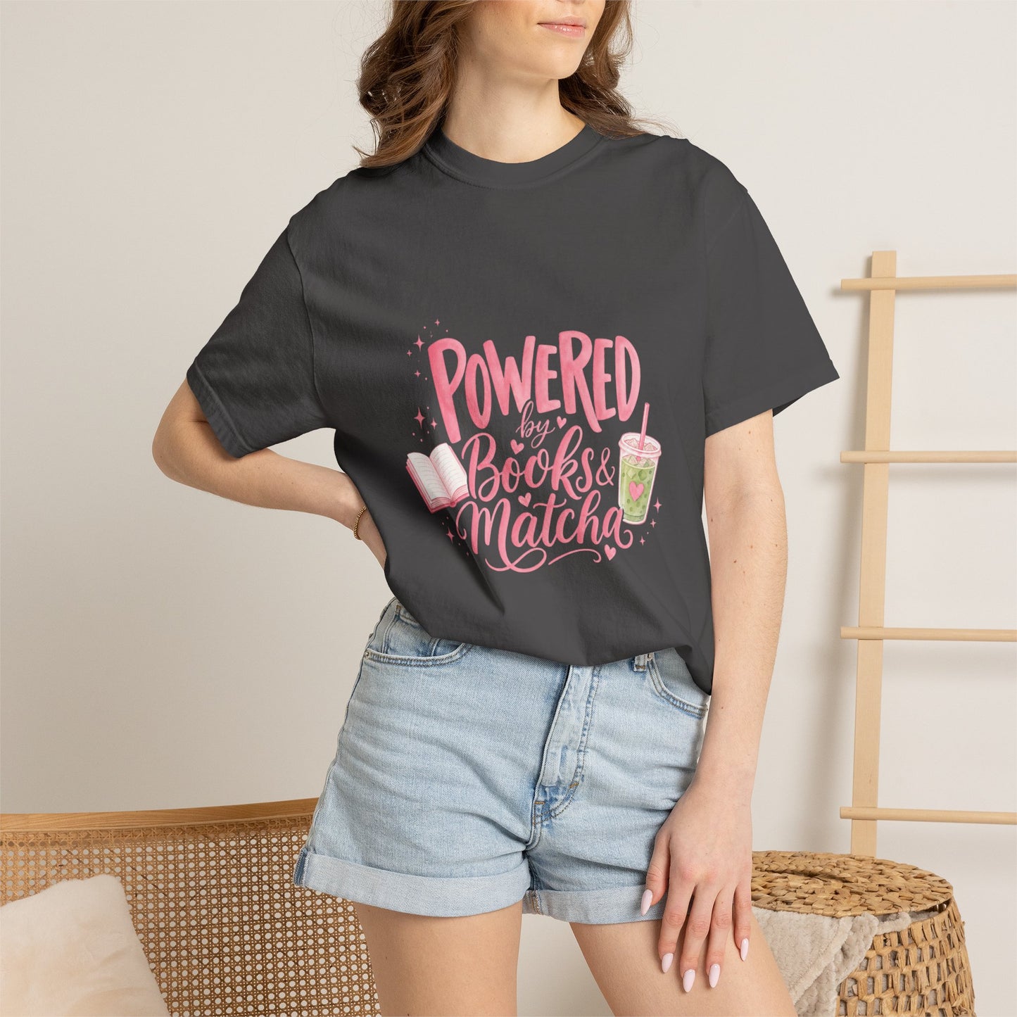 "Powered by Books & Matcha" T-Shirt