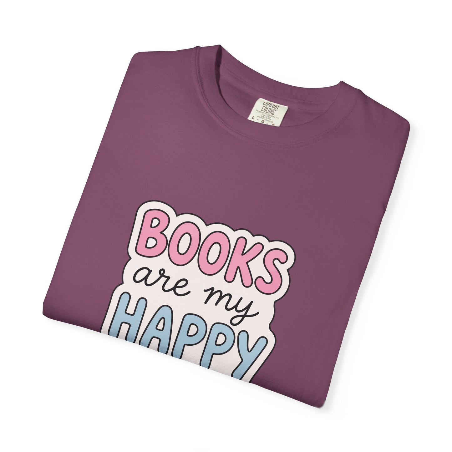 "Books Are My Happy Place" T-Shirt — Cute Pastel Reader Tee