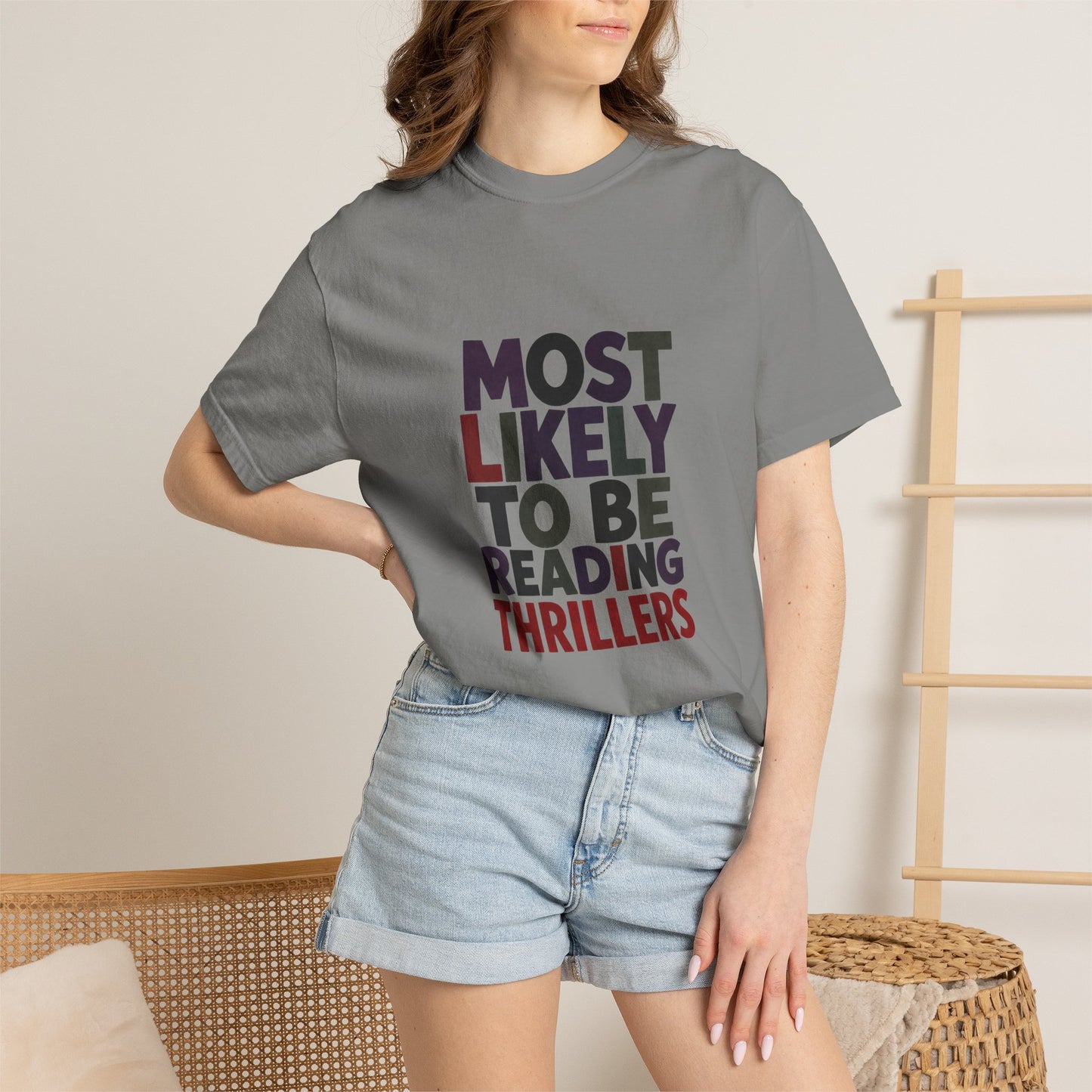 “Most Likely to Be Reading Thrillers” Graphic T-shirt