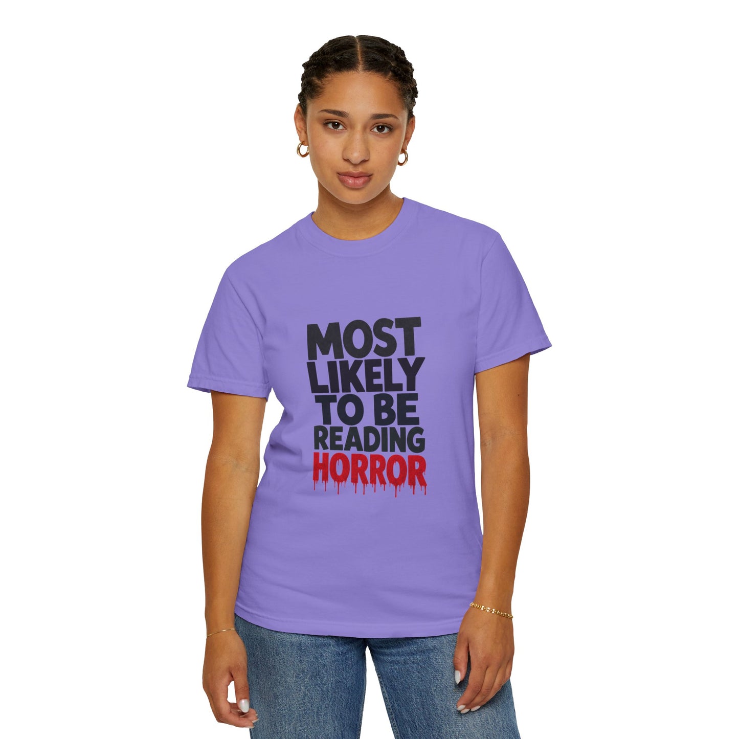 Horror Reader T-Shirt — "Most Likely to Be Reading Horror" Graphic Tee