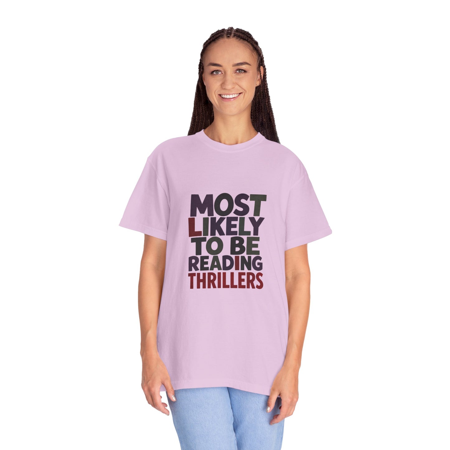 “Most Likely to Be Reading Thrillers” Graphic T-shirt