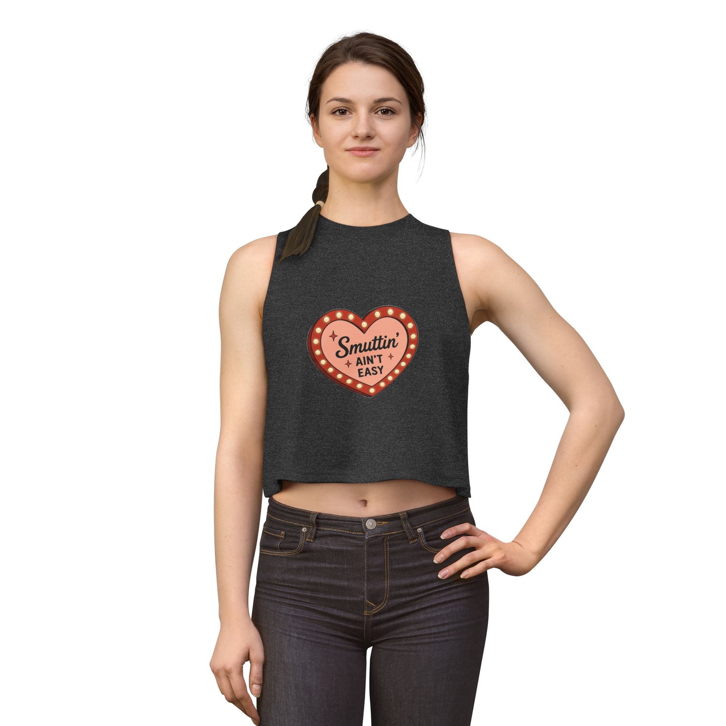 Smut Readers Crop Top — "Smuttin Ain't Easy" Retro Heart Graphic
