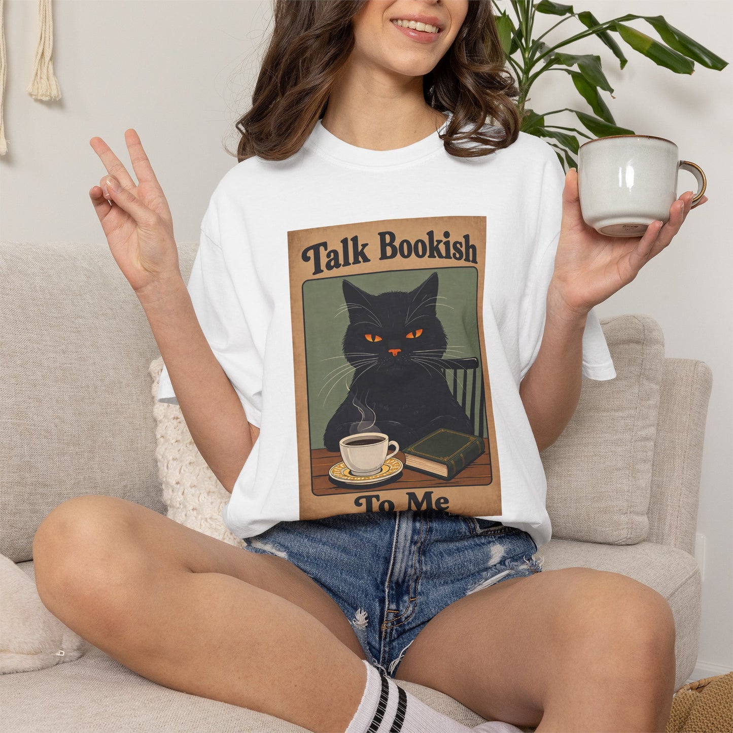 "Talk Bookish To Me" Cat T-Shirt