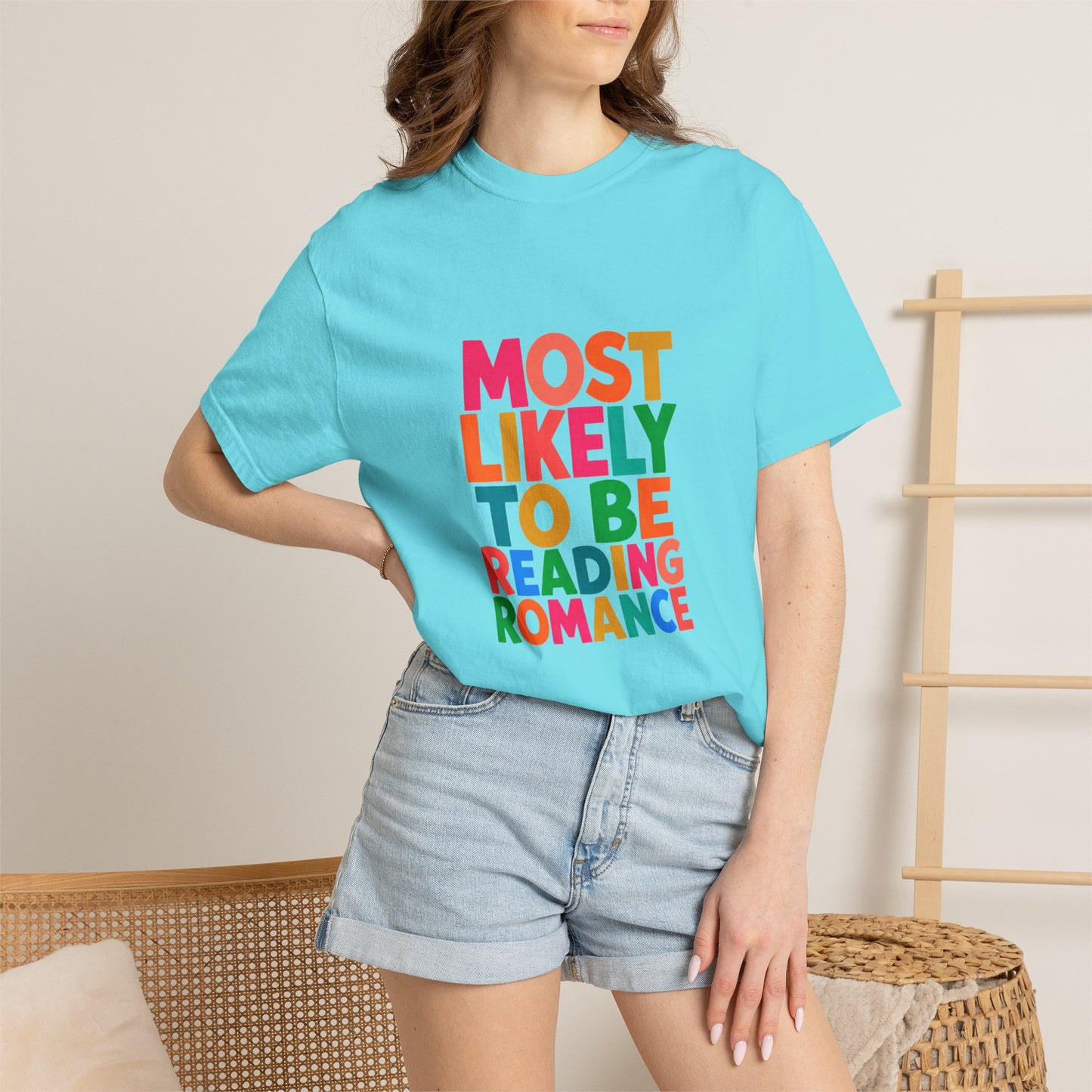 "Most Likely to Be Reading Romance" Colourful Book Lover Tee
