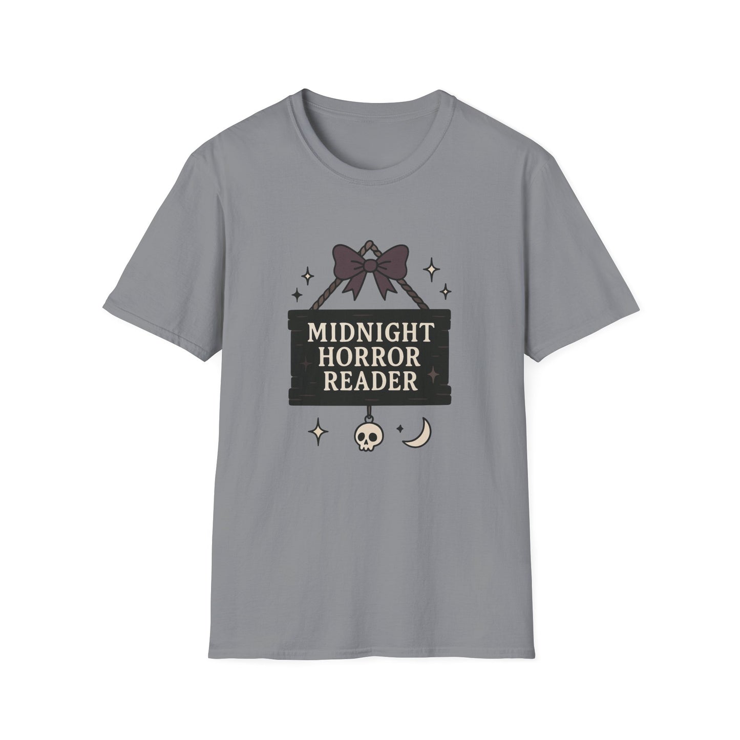 Lightweight Fabric - "Midnight Horror Reader" T-Shirt — Spooky Book Lover Graphic Tee