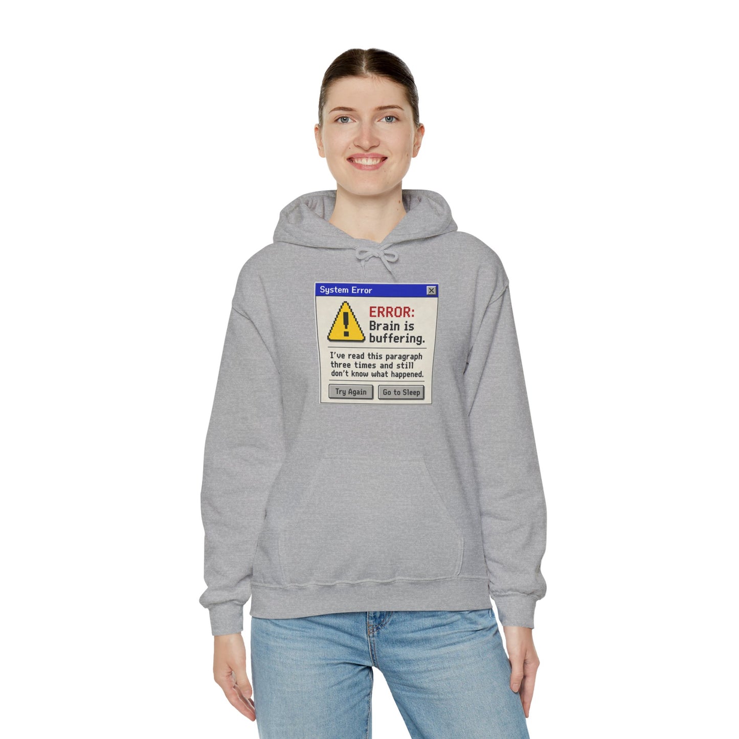Neurospicy "ERROR: Brain is buffering" Retro Computer Alert Graphic Hoodie