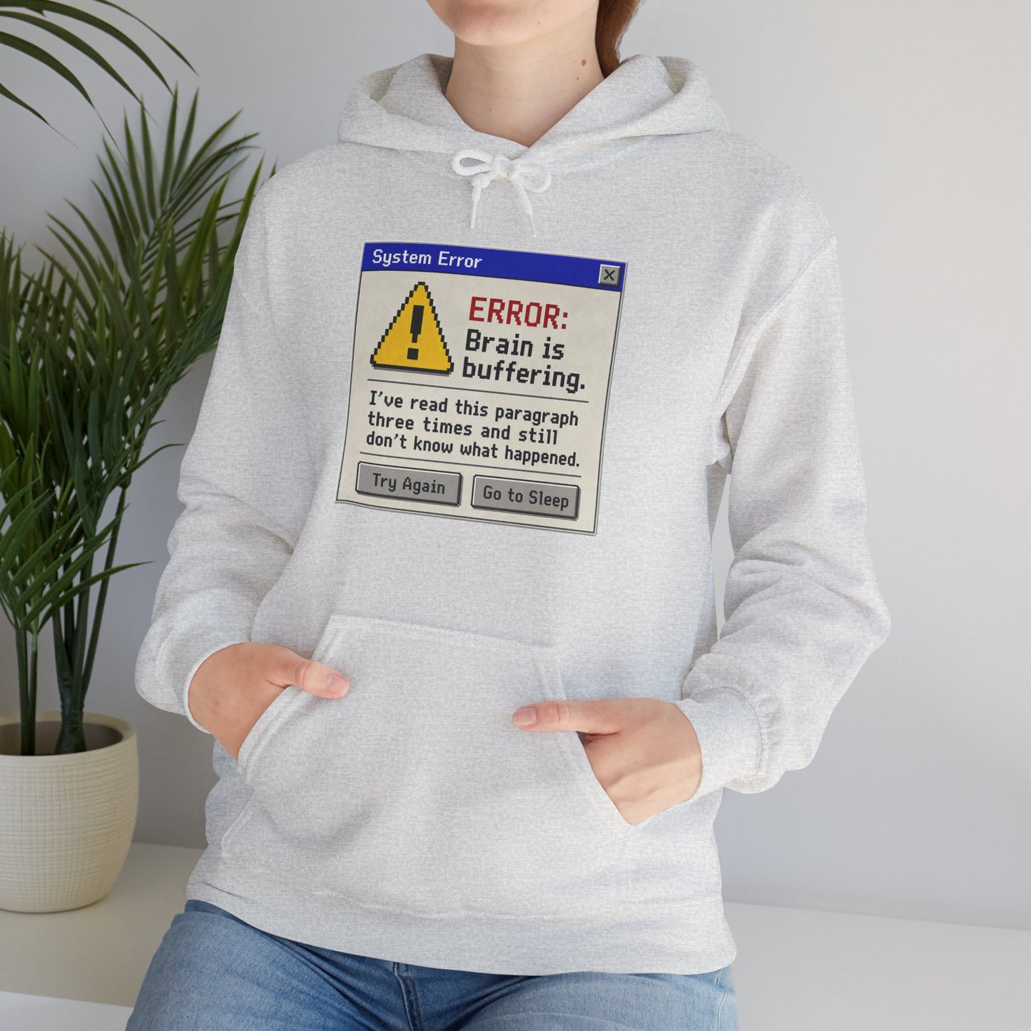 Neurospicy "ERROR: Brain is buffering" Retro Computer Alert Graphic Hoodie