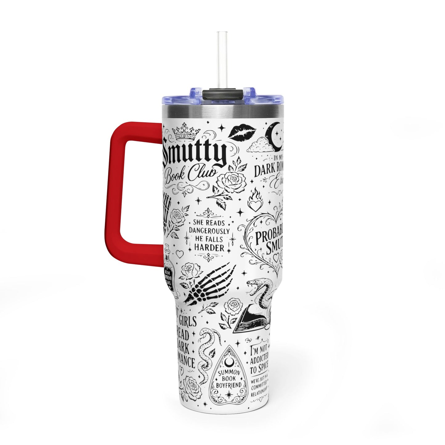 40oz Tumbler — "In My Dark Romance Era (Probably Smut)" Graphic Vacuum Travel Mug