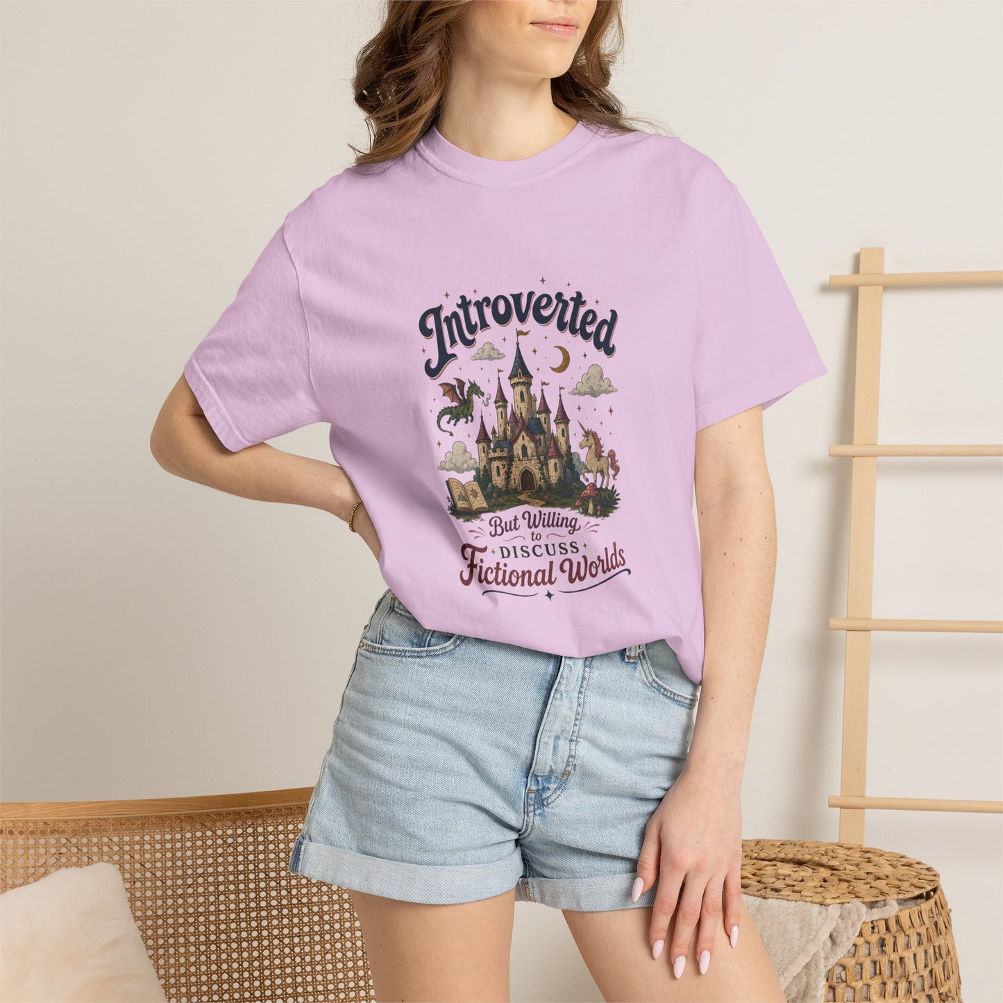 "Introverted But Willingly Discuss Fictional Worlds" Fantasy Lovers T-Shirt