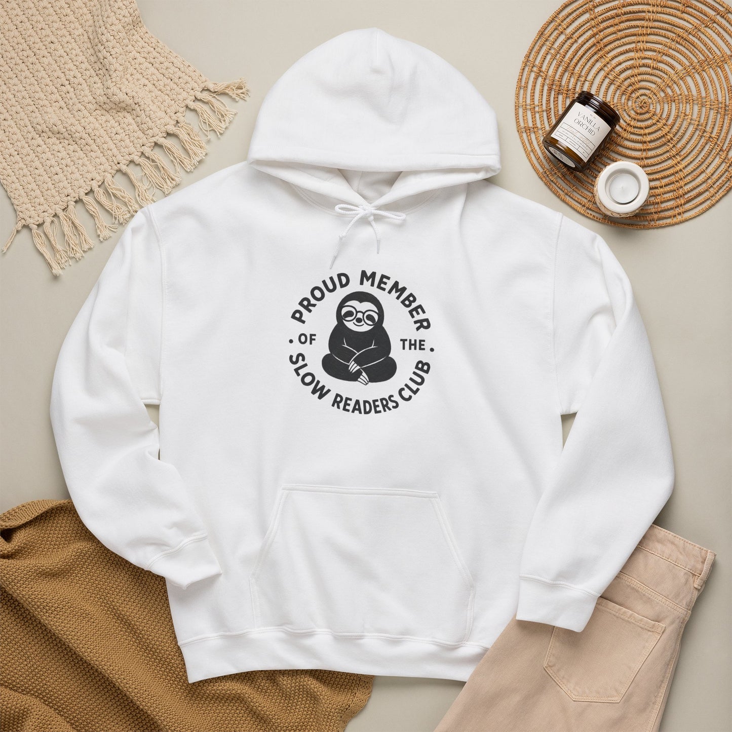 "Proud Member of the Slow Readers Club" Sloth Reading Hoodie