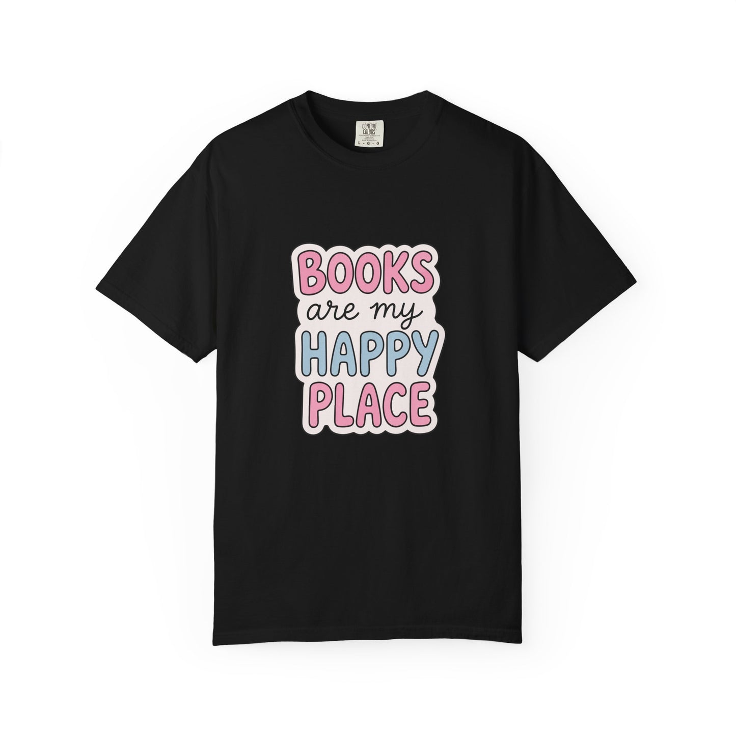 "Books Are My Happy Place" T-Shirt — Cute Pastel Reader Tee