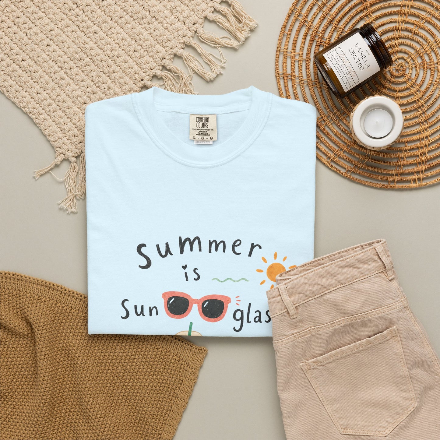 "Summer Is Sunglasses, Iced Coffee & Books" T-Shirt