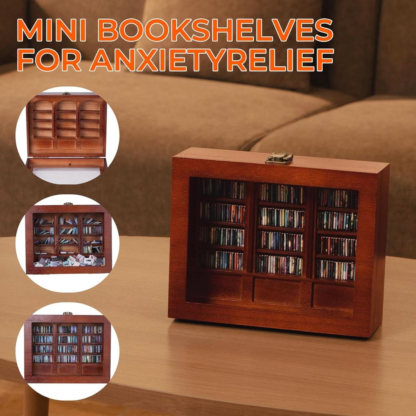 Présentoir de bibliothèque miniature d'anxiété : livres