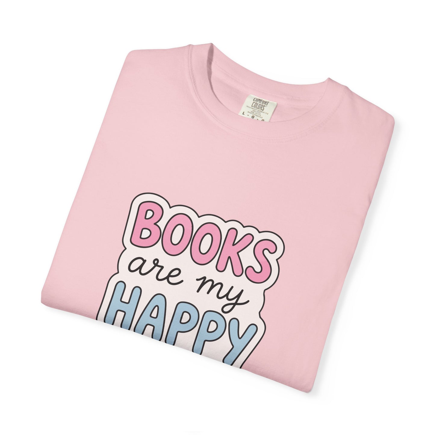 "Books Are My Happy Place" T-Shirt — Cute Pastel Reader Tee