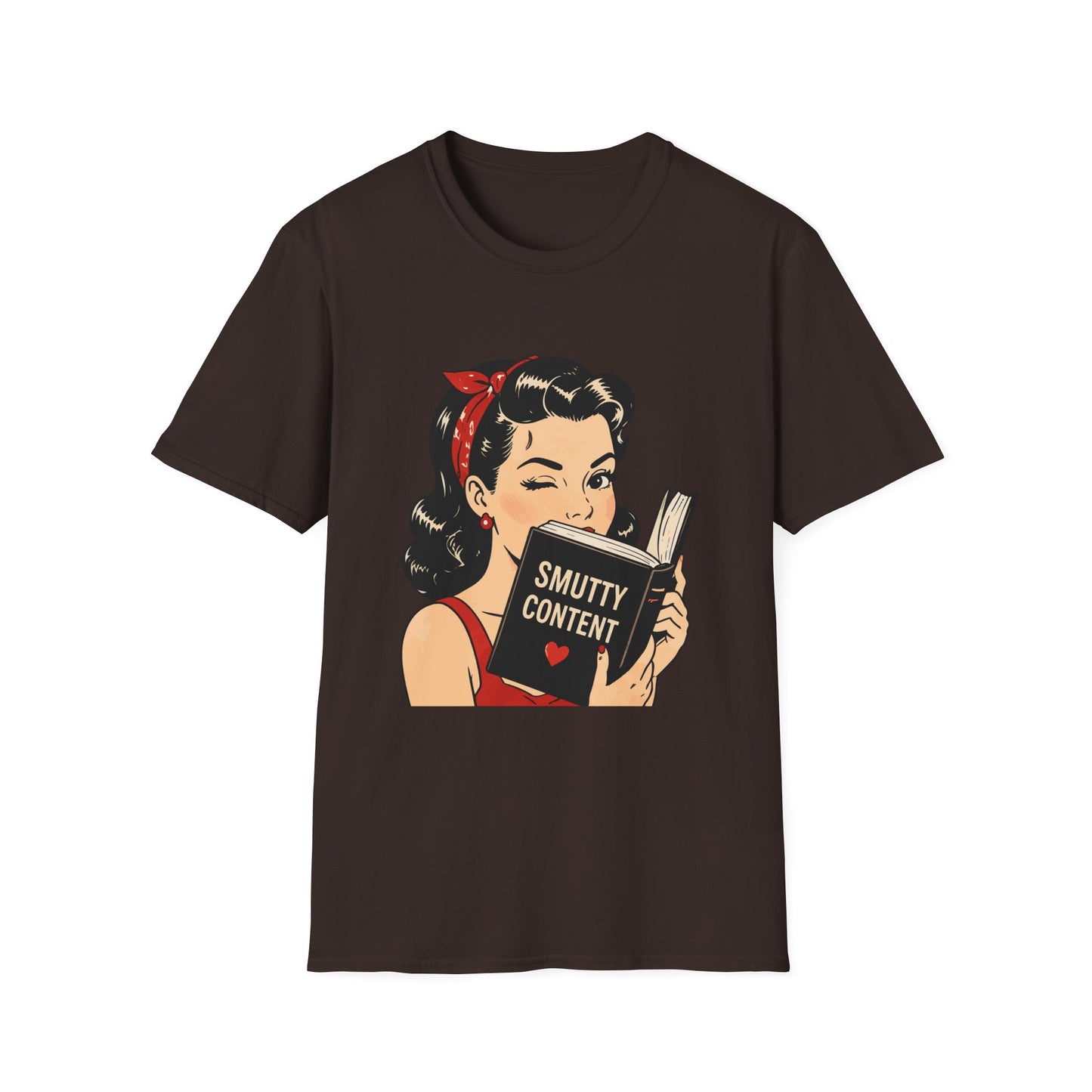 Lightweight Fabric - Vintage Pin-up Reading Tee — "Smutty Content" Graphic T-Shirt