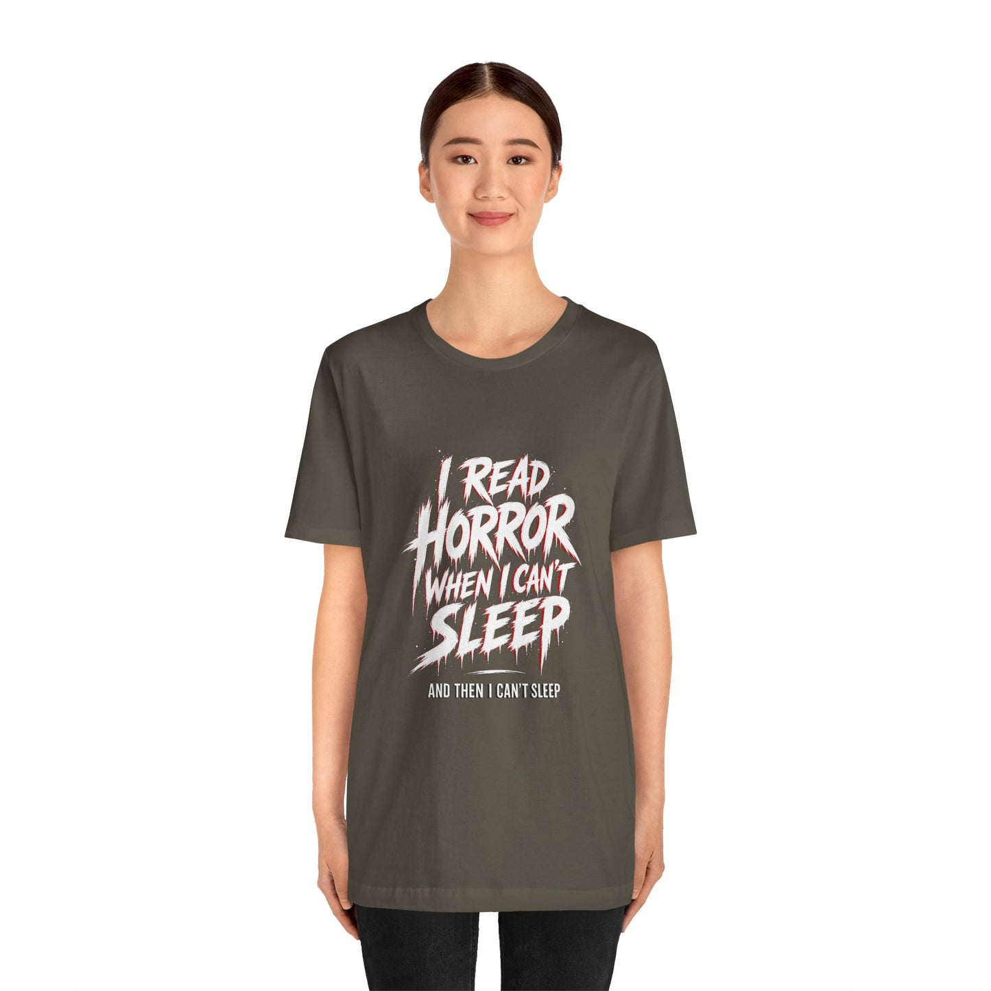 Airlume Cotton - Horror Reader Tee — "I Read Horror When I Can’t Sleep" Graphic T-Shirt