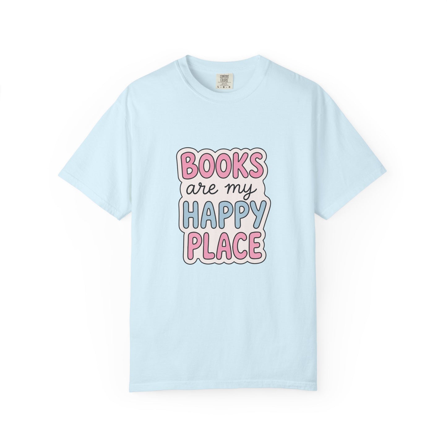 "Books Are My Happy Place" T-Shirt — Cute Pastel Reader Tee
