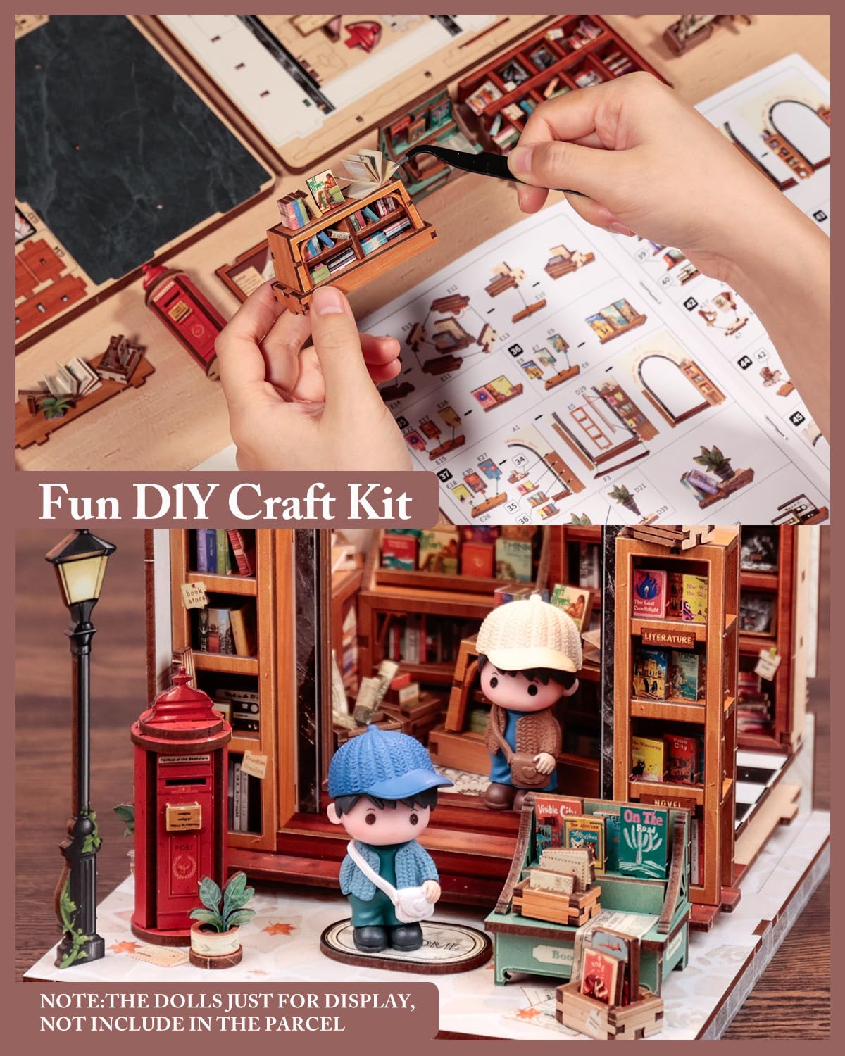 Cutefun Book Nook Kit, DIY Miniature House Kit for Adults, 3D Wooden Puzzle Mini House Building Kit with LED, Dollhouse Kit Bookshelf Insert Decor Creative Gifts for Teens (The Astrology Bookshop)