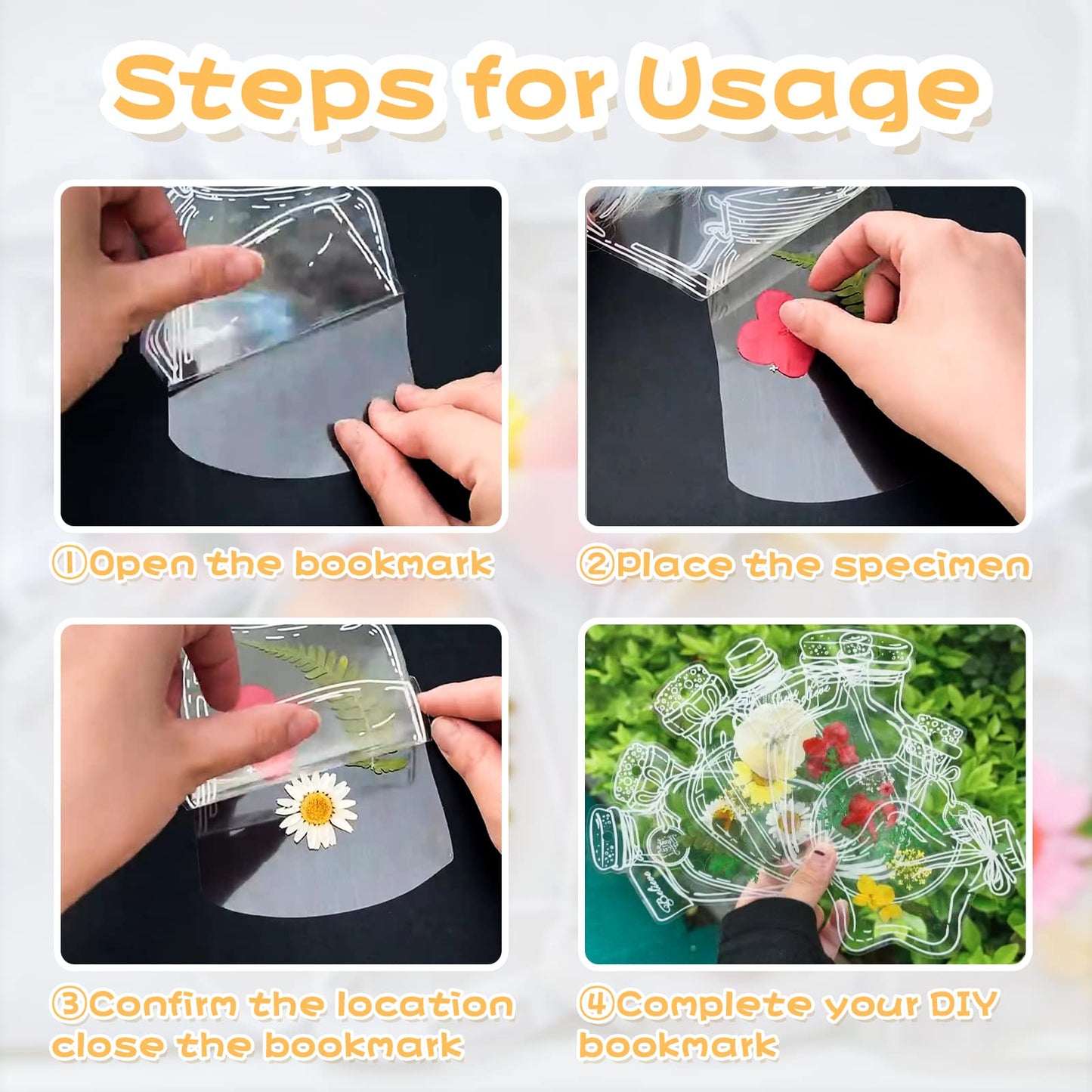 103PCS Bookmark Making Kit, Kaluofan DIY Bookmark Transparent Dried Flower Bookmarks Kit with Abundant Bottle Bookmarks Dried Flowers Tassels and Tweezer