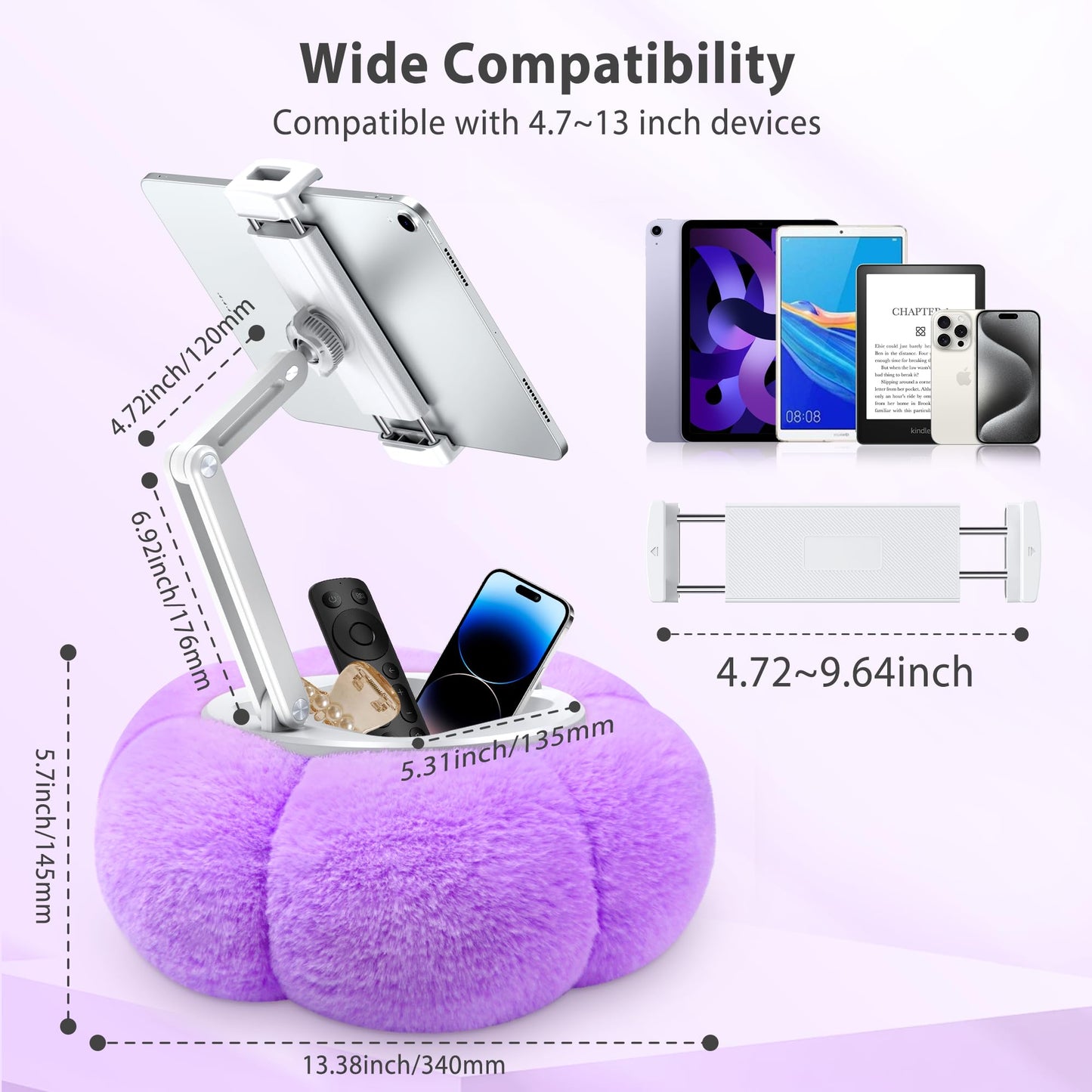 Pillow E-Reader & Tablet Holder With Snack Compartment