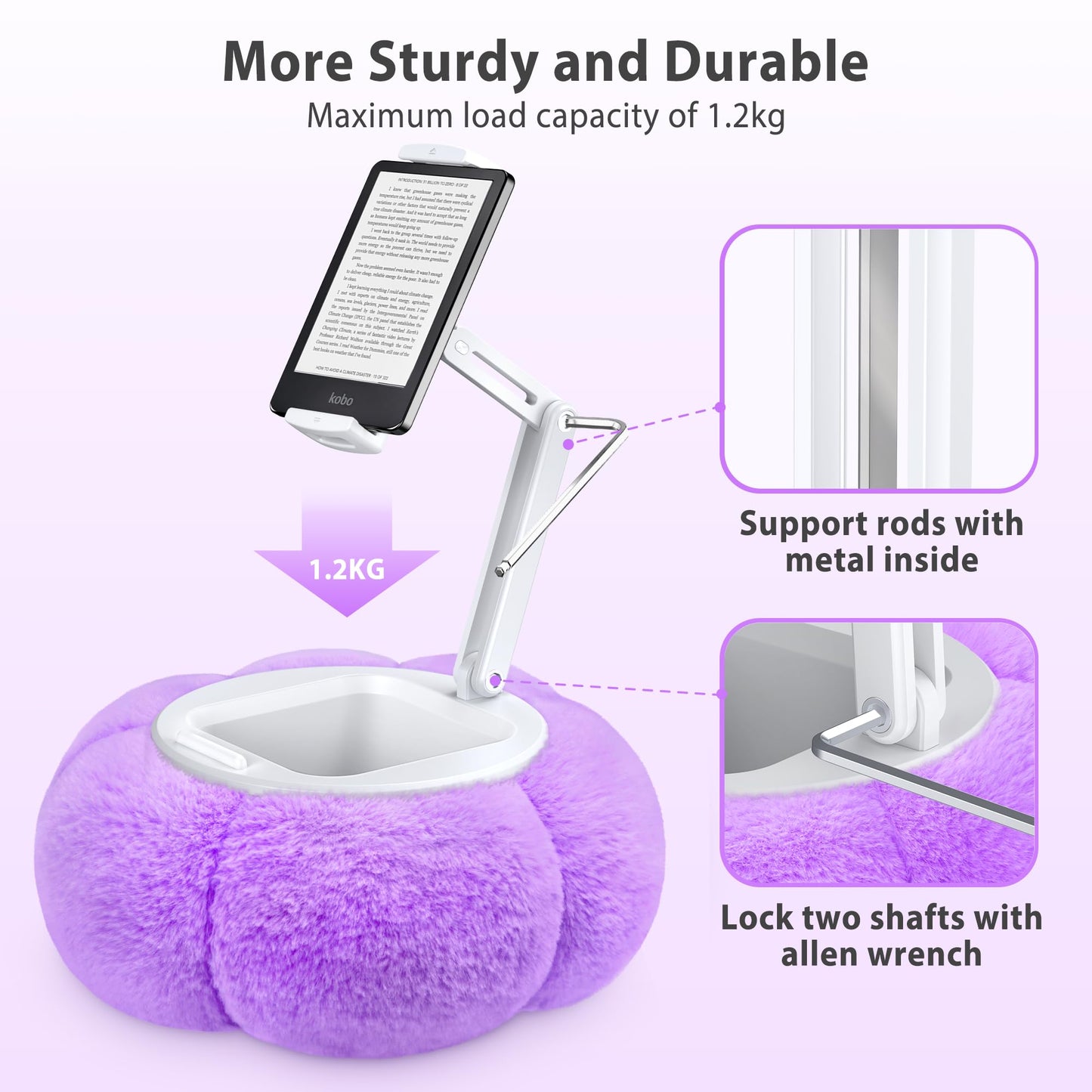 Pillow E-Reader & Tablet Holder With Snack Compartment