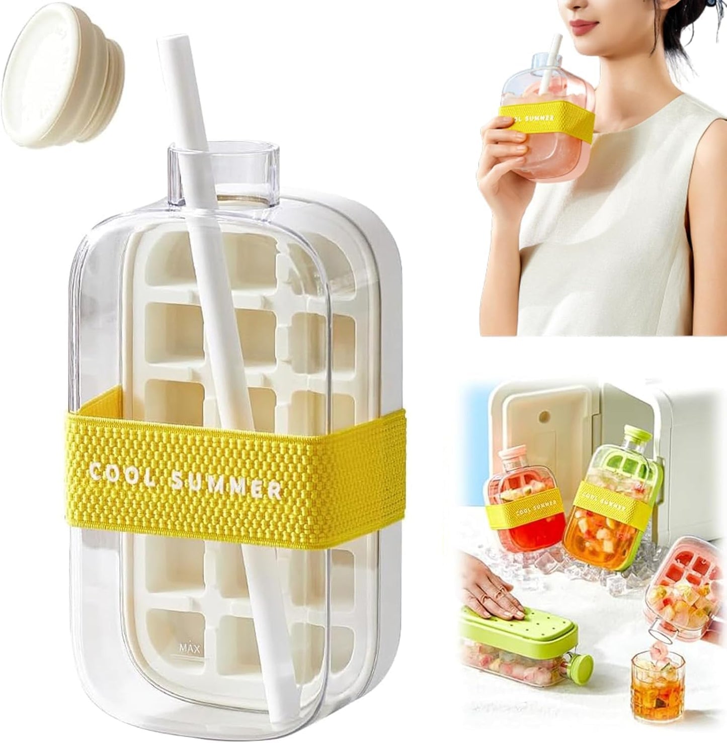 2 in 1 Ice Cube Drink Bottle & Portable Ice Cube Tray