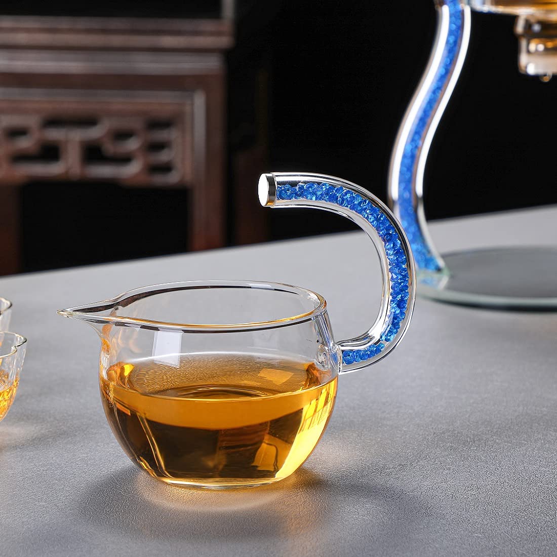 RORA Lazy Kungfu Magnetic Glass Teapot Set with Rotating Lid, Semi-Automatic (6 Tea Cups)