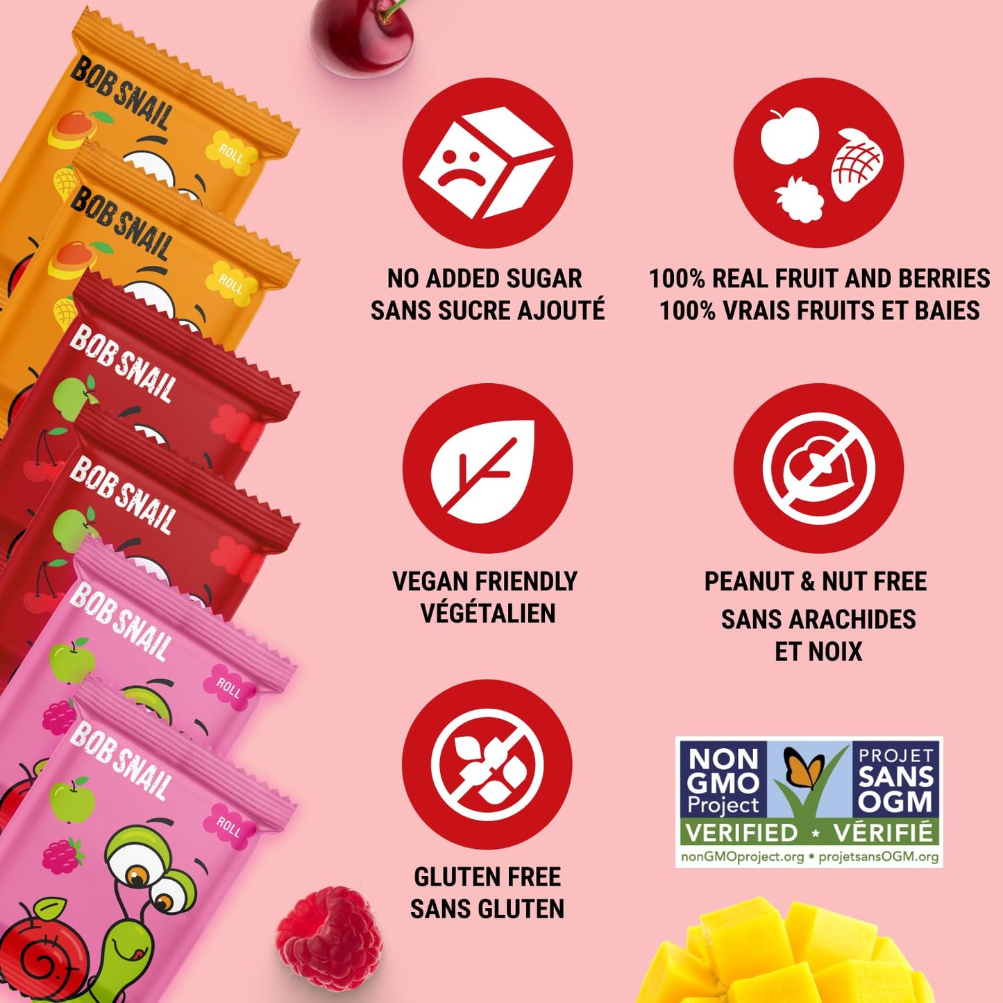 Bob Snail Fruit Roll Ups – Healthy Sweets Snacks, Real Dried Fruits, No Added Sugar, Vegan, Nut Free, Candy for Adults, Kids, with Blueberry, Raspberry, Strawberry – Bulk gift Box 80 pcs Rolls, 800g