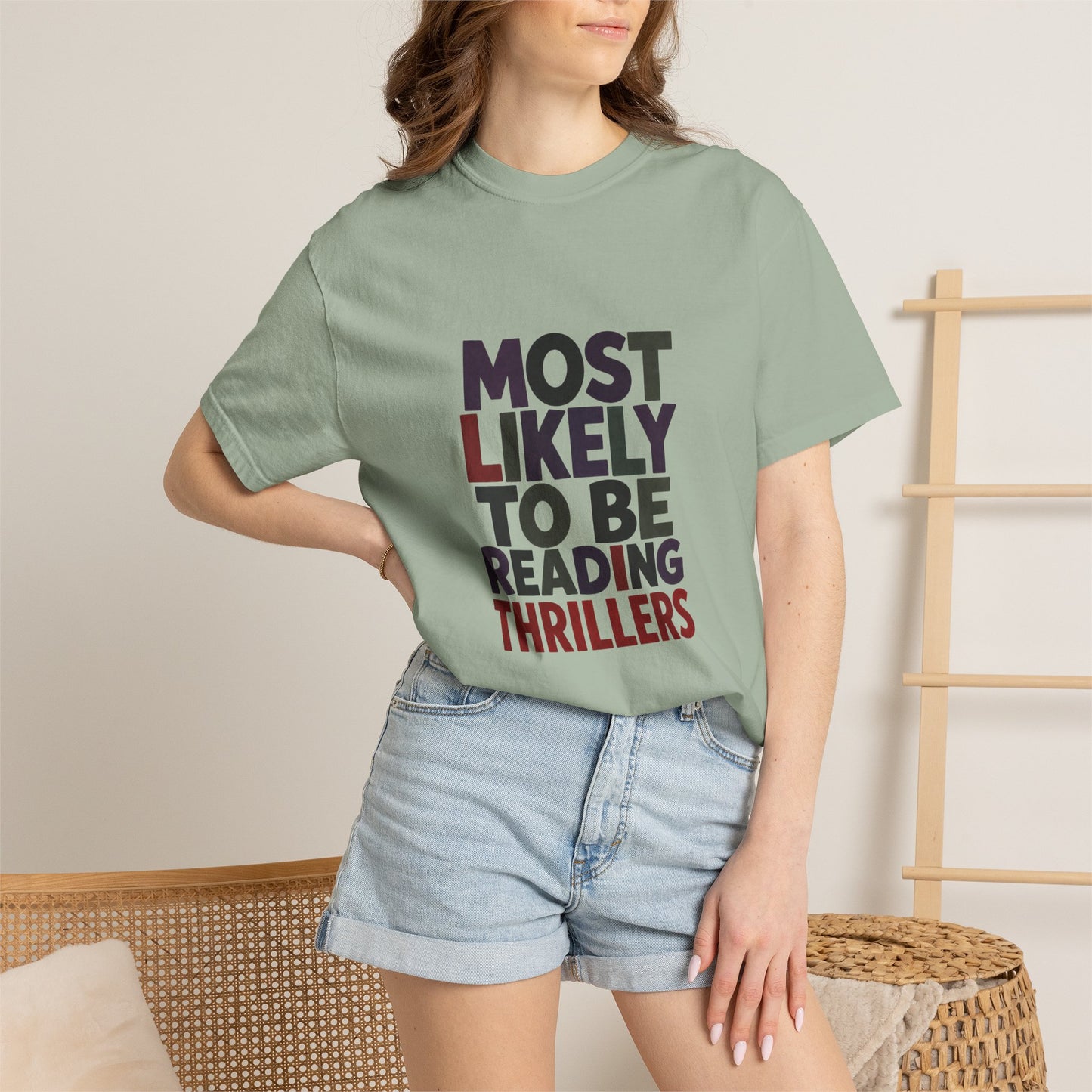 “Most Likely to Be Reading Thrillers” Graphic T-shirt