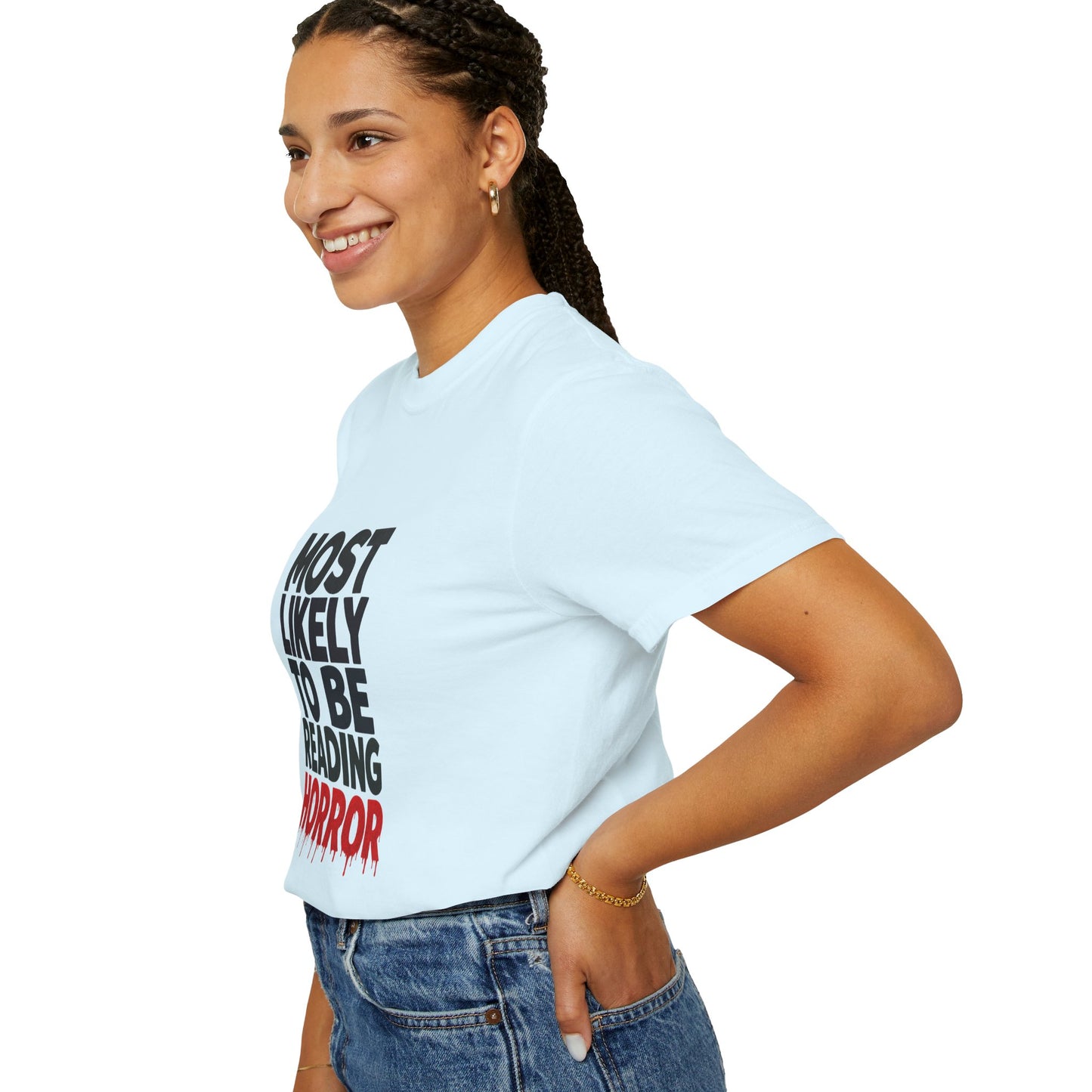 Horror Reader T-Shirt — "Most Likely to Be Reading Horror" Graphic Tee
