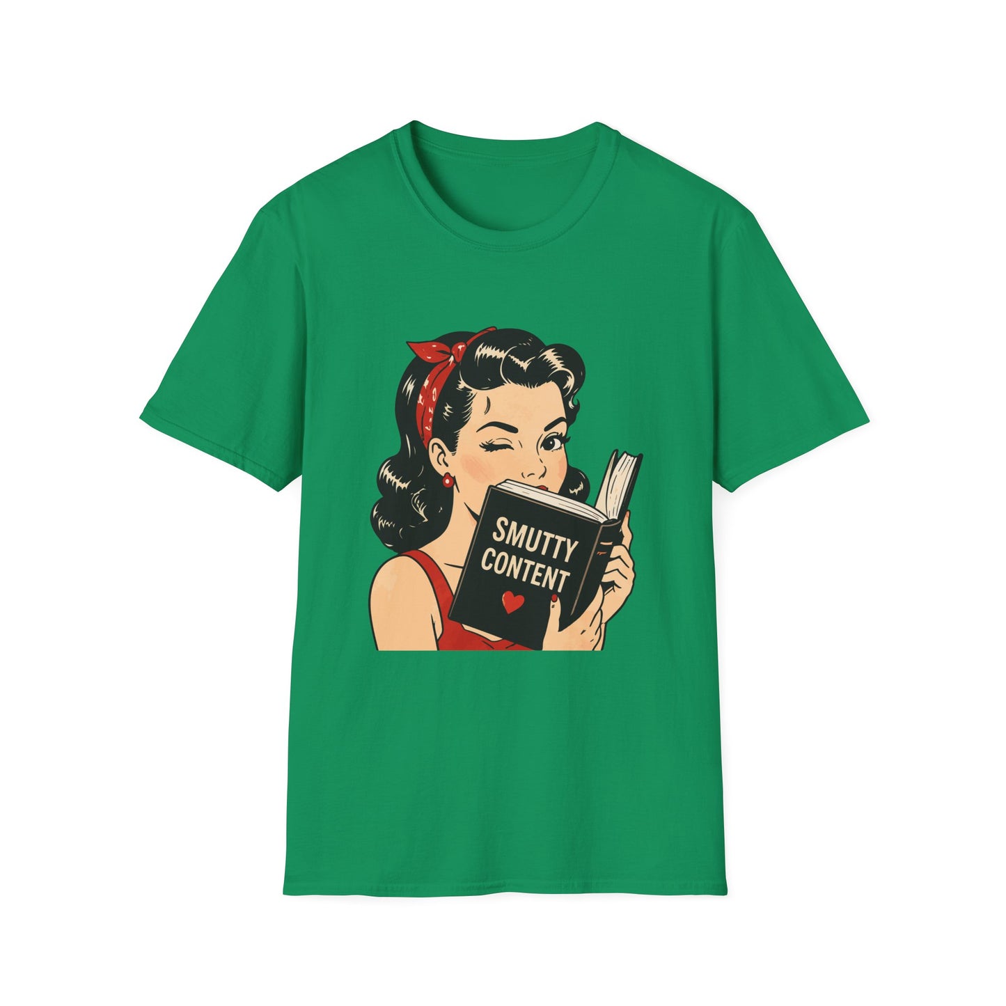 Lightweight Fabric - Vintage Pin-up Reading Tee — "Smutty Content" Graphic T-Shirt