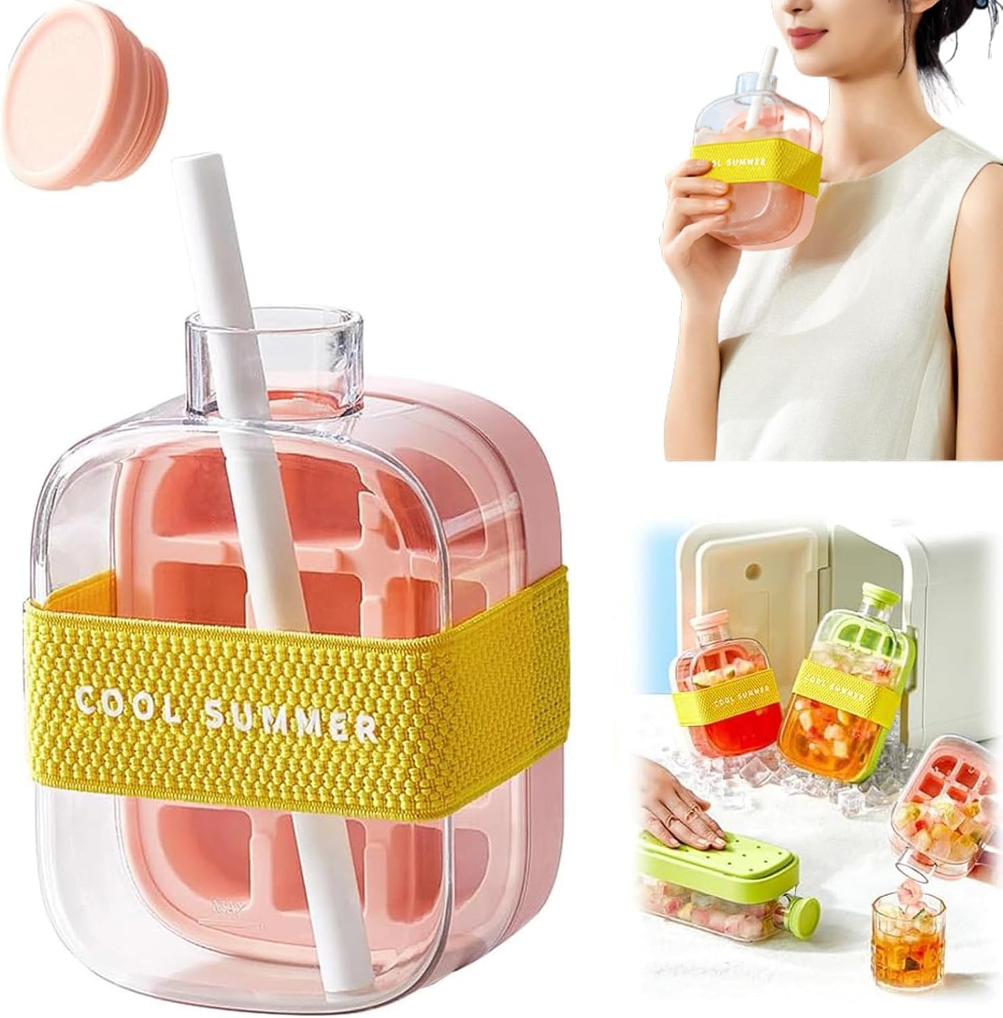 2 in 1 Ice Cube Drink Bottle & Portable Ice Cube Tray