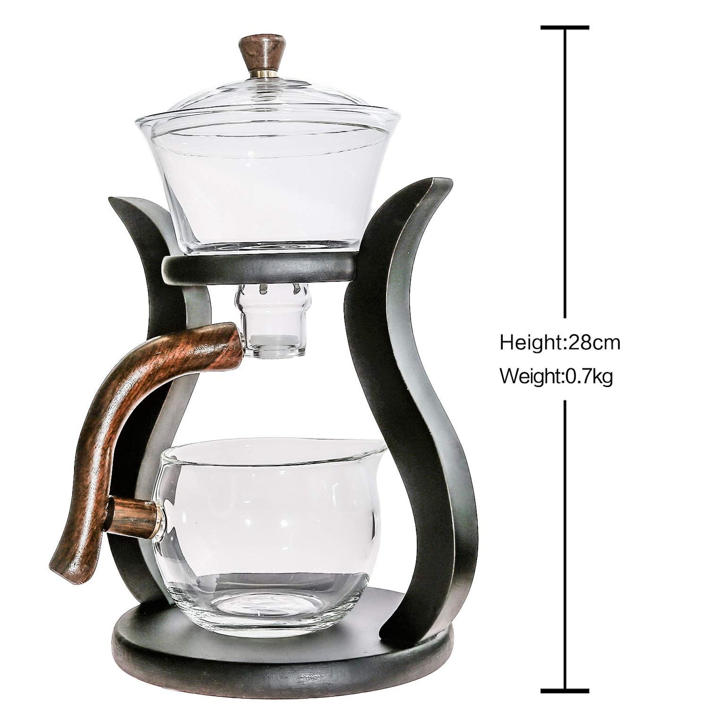 RORA Lazy Kungfu Magnetic Glass Teapot Set with Rotating Lid, Semi-Automatic (6 Tea Cups)