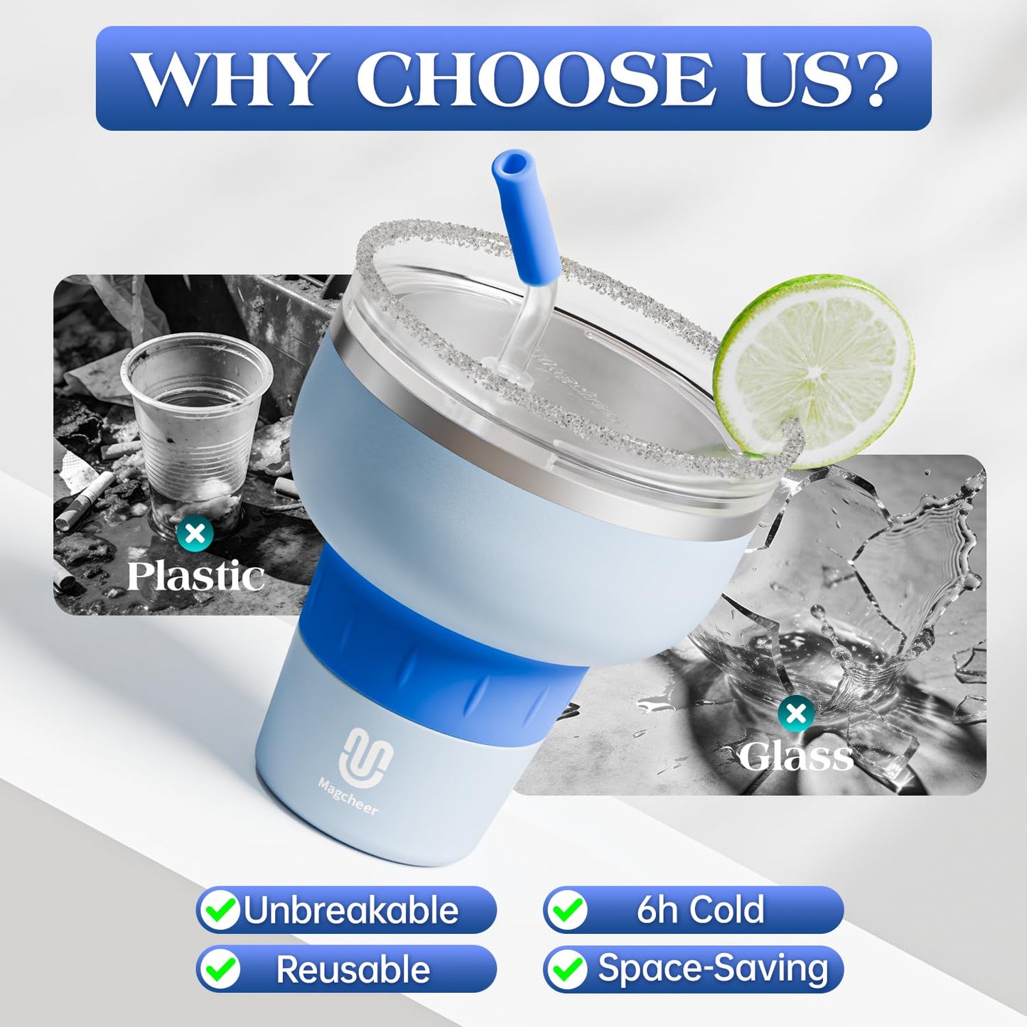 16 oz Stainless Steel Margarita Tumbler in Five Colours