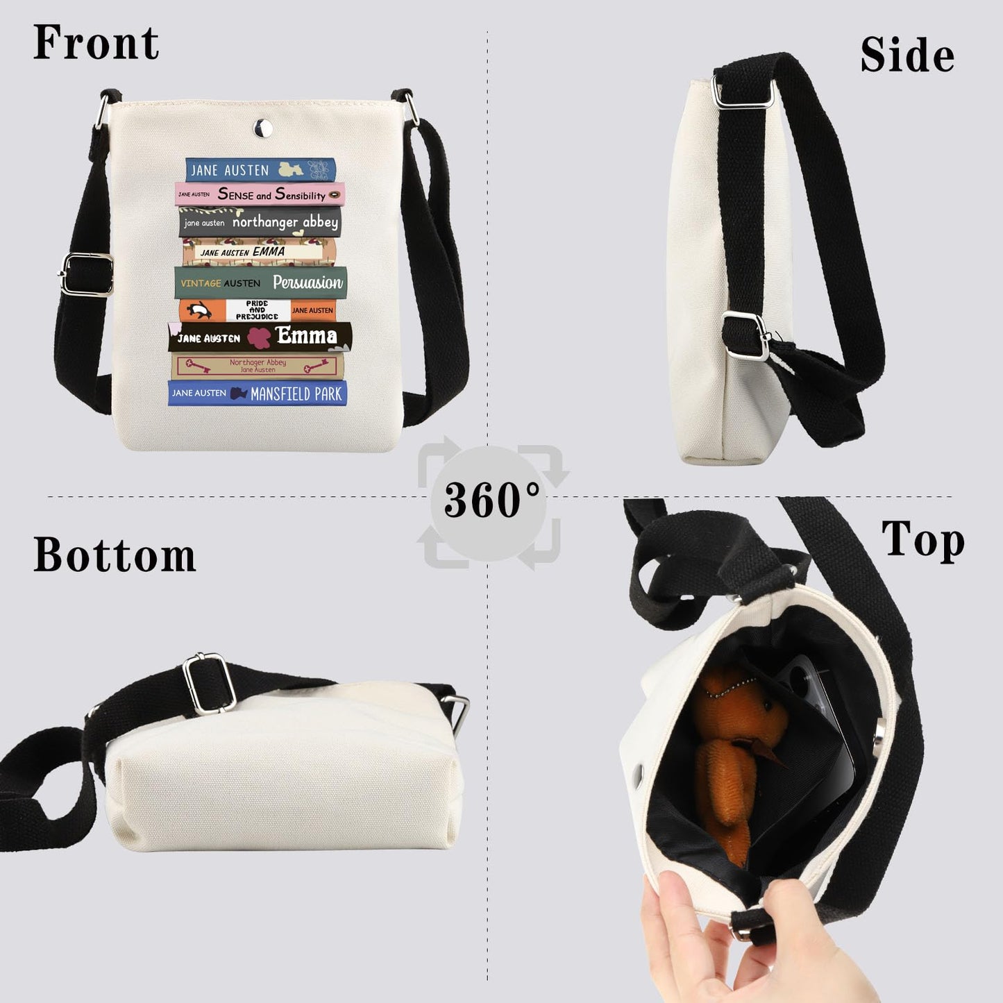 Classic Literature Gift Austen Book Club Gift Bookish Canvas Tote Bag for Book Lovers