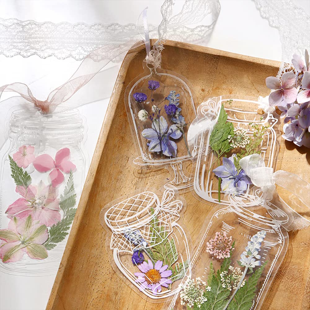 103PCS Bookmark Making Kit, Kaluofan DIY Bookmark Transparent Dried Flower Bookmarks Kit with Abundant Bottle Bookmarks Dried Flowers Tassels and Tweezer