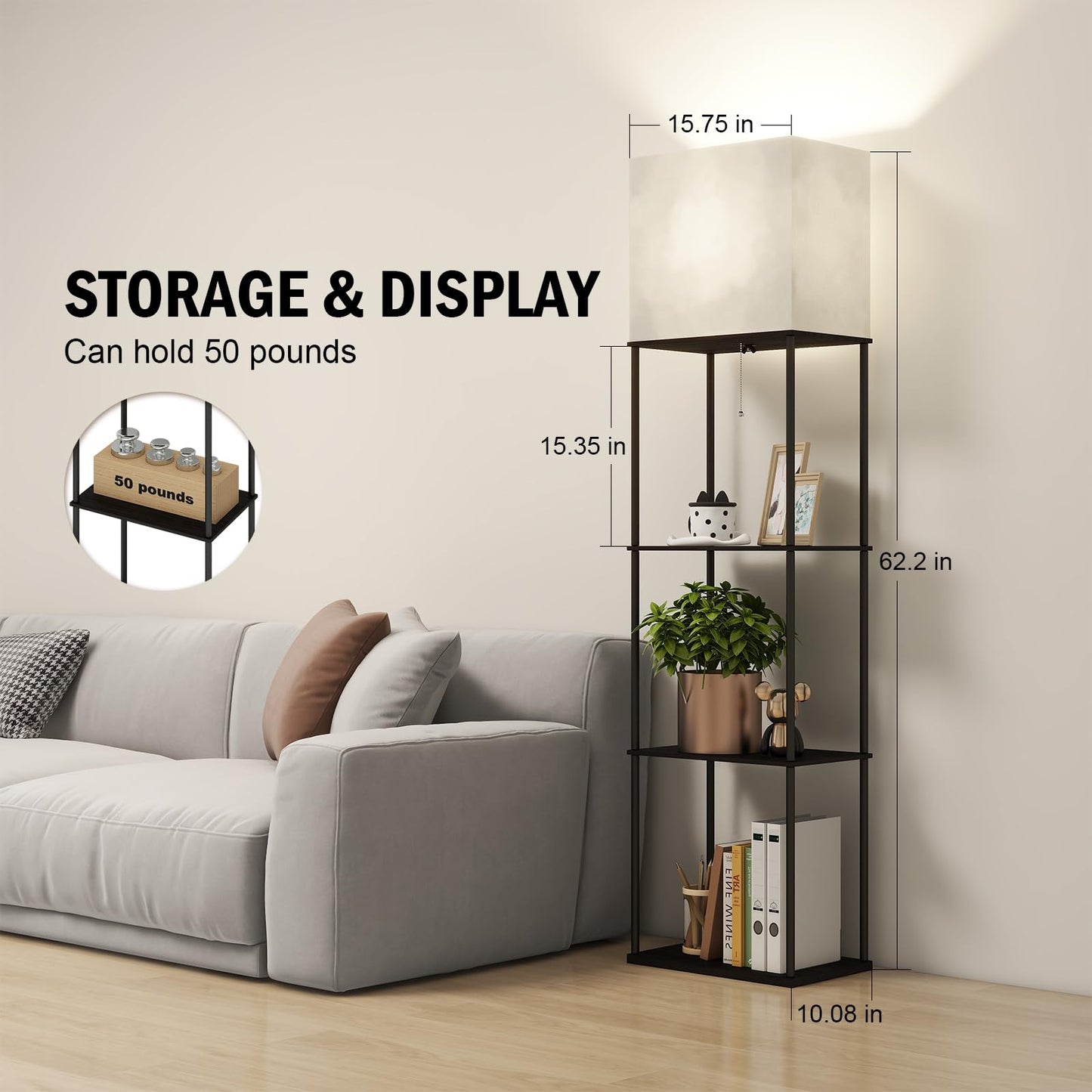 App-Controlled Smart Lightbulb Bookshelf Floor Lamp