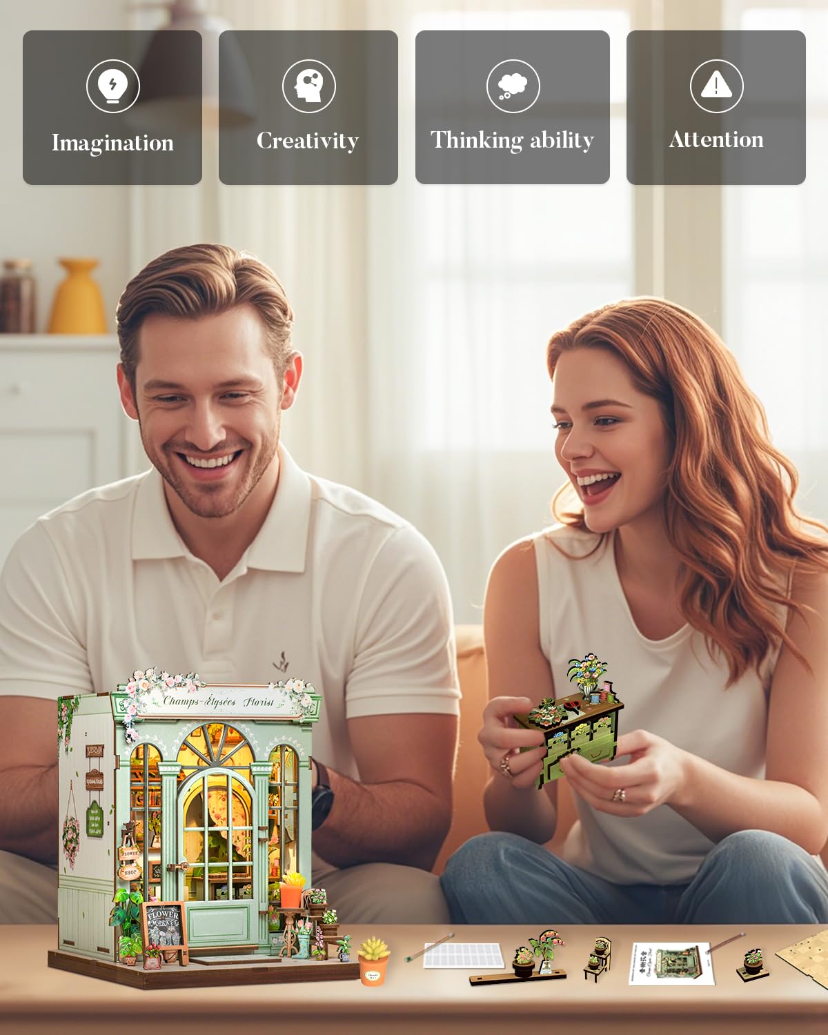 Cutefun Book Nook Kit, DIY Miniature House Kit for Adults, 3D Wooden Puzzle Mini House Building Kit with LED, Dollhouse Kit Bookshelf Insert Decor Creative Gifts for Teens (The Astrology Bookshop)