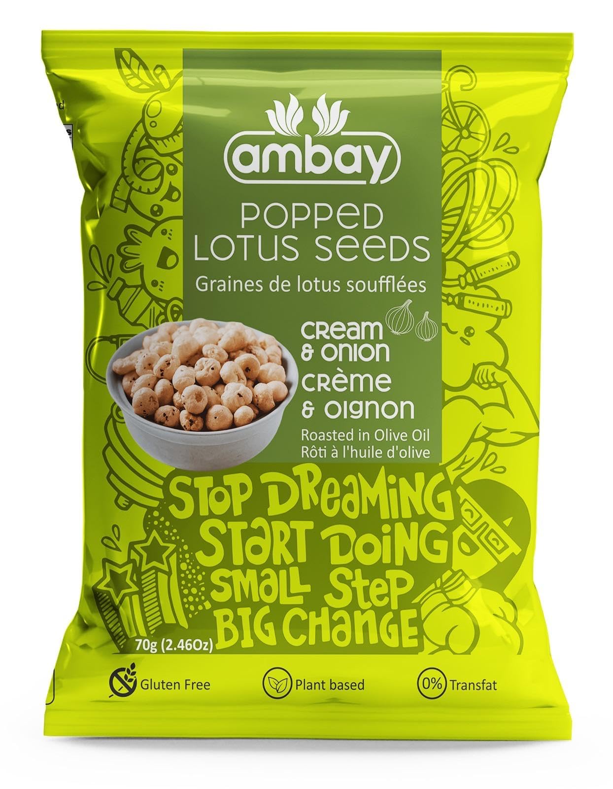 Ambay Popped Lotus Seeds, 70g, Trans-Fat Free, Gluten-Free, Vegan, Roasted in Olive Oil, 6 Flavours (Himalayan Pink Salt & Pepper)
