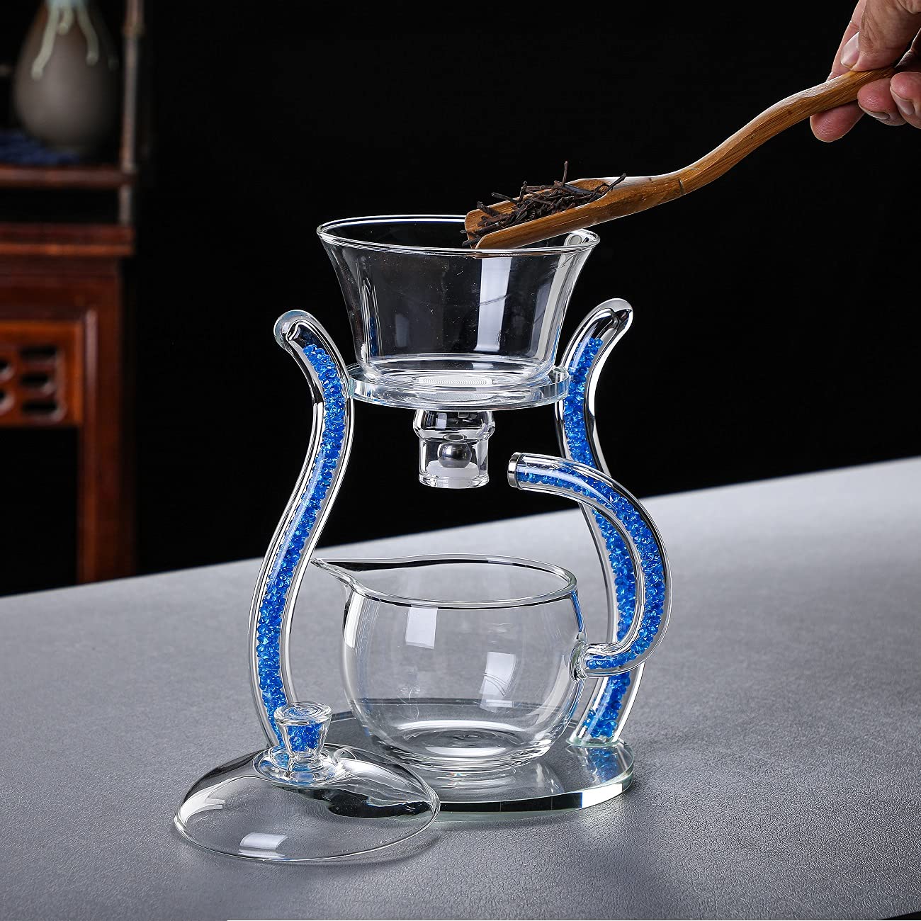 RORA Lazy Kungfu Magnetic Glass Teapot Set with Rotating Lid, Semi-Automatic (6 Tea Cups)