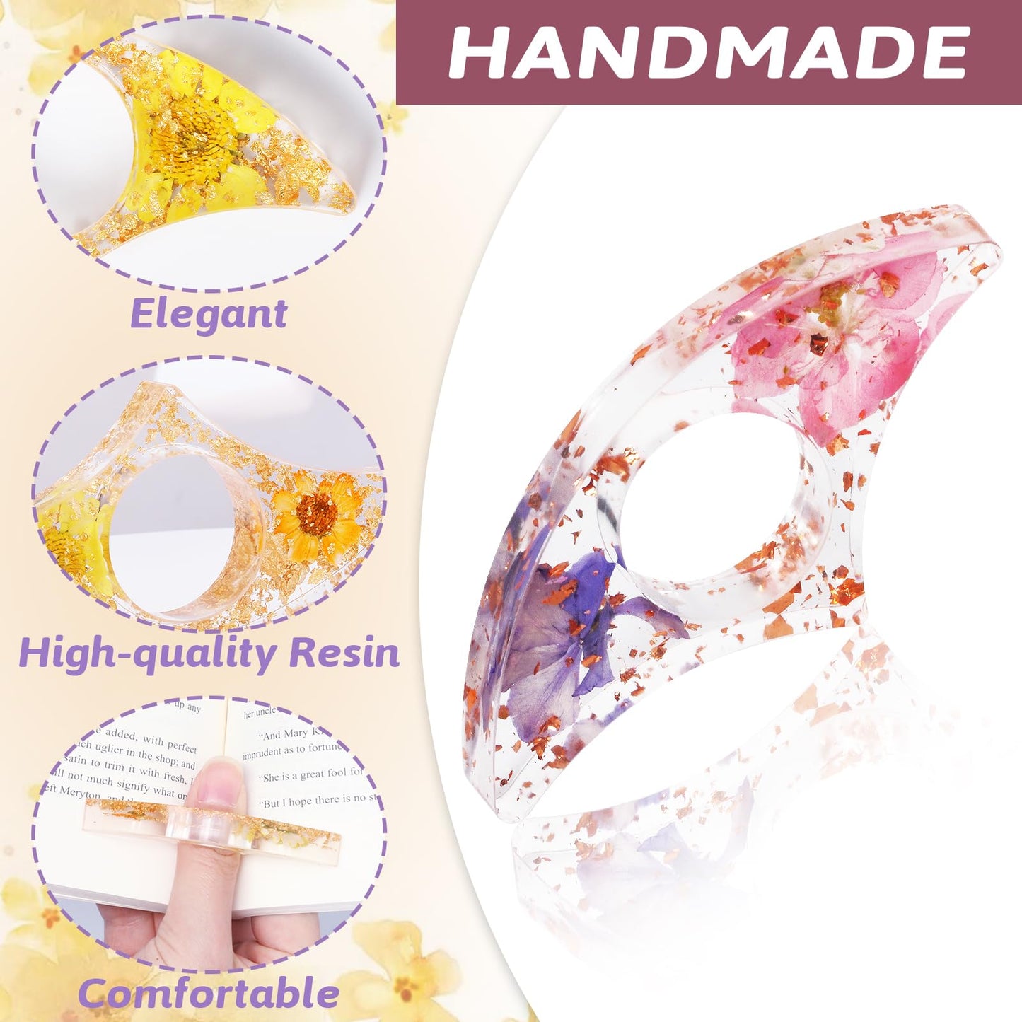Dried Flowers & Resin Thumb Page Holders
