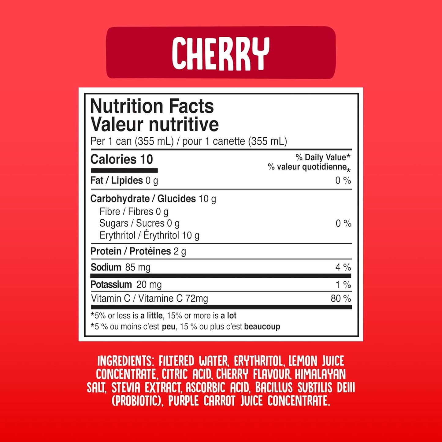 Cove Probiotic Soda, Zero Sugar Better-For-You Alternative - Refreshing, Delicious Probiotic Drink, No Artificial Colours & Caffeine Free - Raspberry, 12 Pack