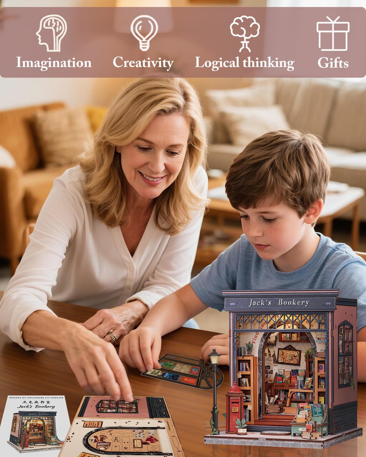 Cutefun Book Nook Kit, DIY Miniature House Kit for Adults, 3D Wooden Puzzle Mini House Building Kit with LED, Dollhouse Kit Bookshelf Insert Decor Creative Gifts for Teens (The Astrology Bookshop)