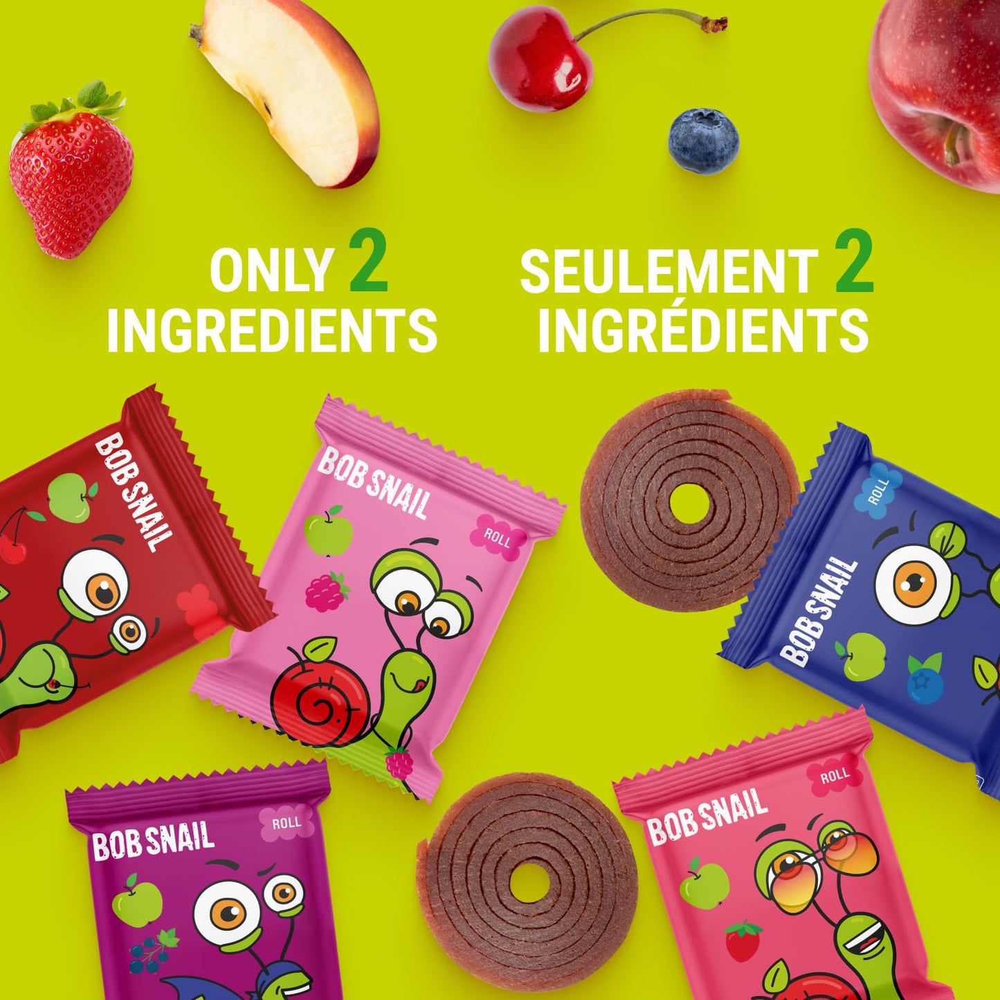 Bob Snail Fruit Roll Ups – Healthy Sweets Snacks, Real Dried Fruits, No Added Sugar, Vegan, Nut Free, Candy for Adults, Kids, with Blueberry, Raspberry, Strawberry – Bulk gift Box 80 pcs Rolls, 800g