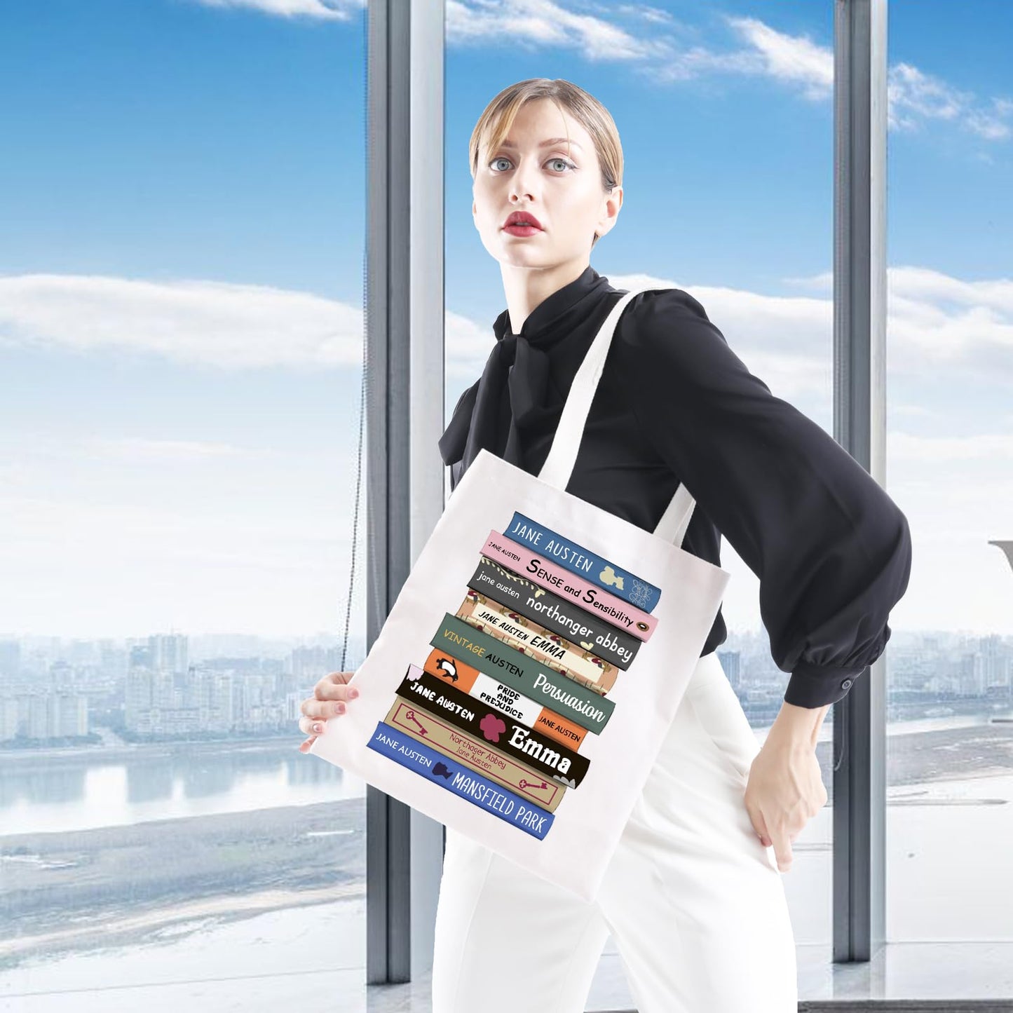 Classic Literature Gift Austen Book Club Gift Bookish Canvas Tote Bag for Book Lovers
